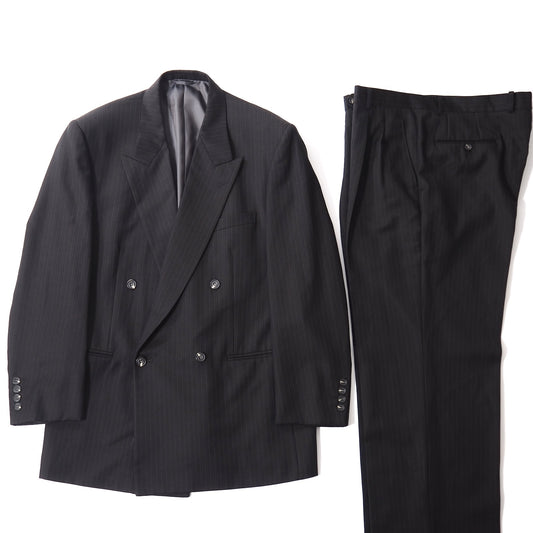 美品 クリスチャンディオール Christian Dior MONSIEUR ヴィンテージ ウール ダブルブレストスーツ ジャケット パンツ 101-91-180 ブラック ブラウン グレー メンズ 正規品 5-ZI001