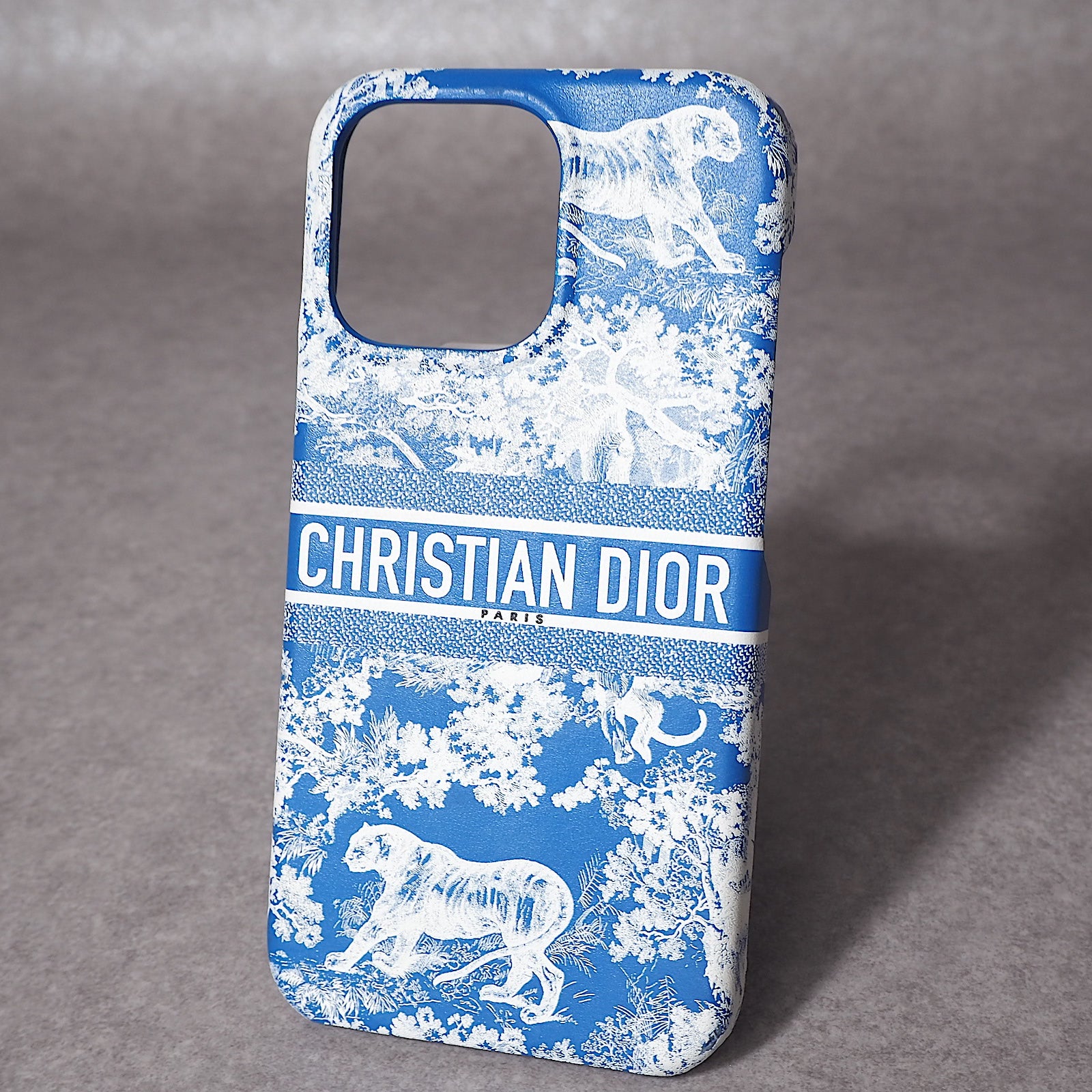 クリスチャンディオール Christian Dior iPhone 13pro ケース アイフォン ブルー 虎柄 レディース 美品 4-YC040