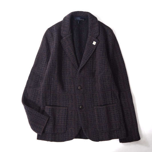 美品 ラルディーニ LARDINI イタリア製 ブートニエール付 ウール ニット ジャケット S ブラウン メンズ 正規品 2-DE148