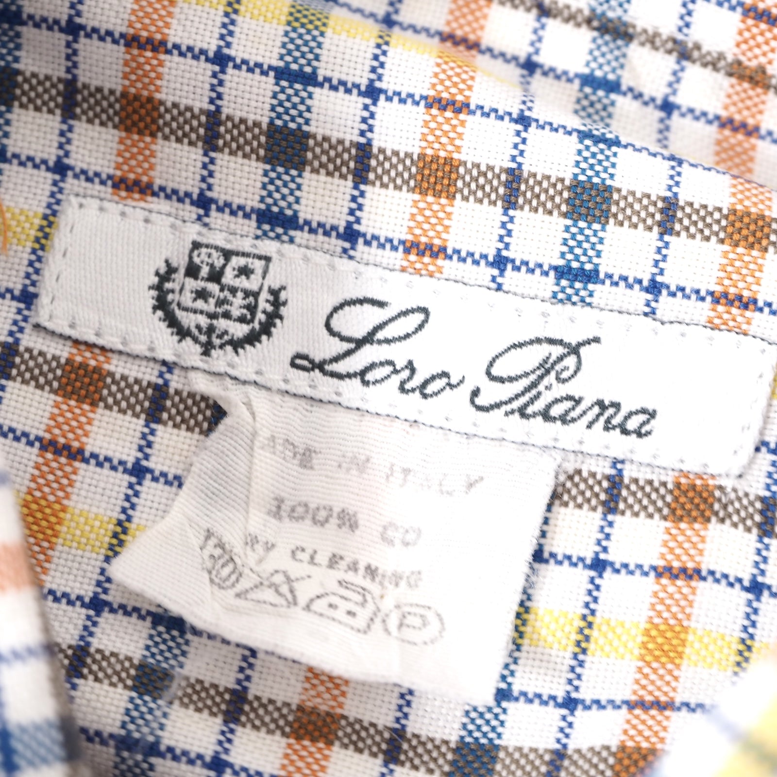 美品 ロロピアーナ Loro Piana イタリア製 長袖 シャツ S マルチカラー