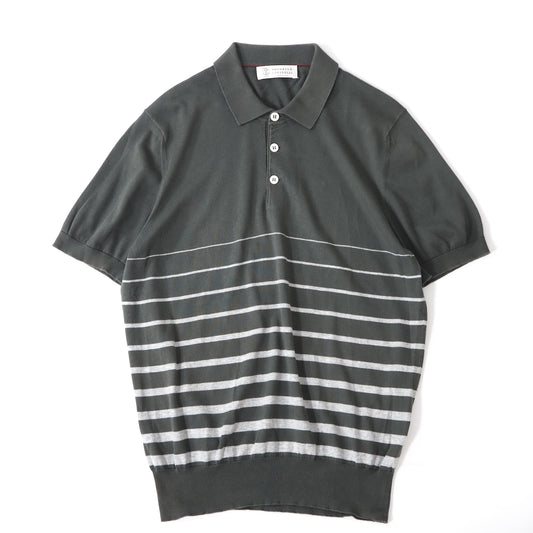 良品 ブルネロクチネリ Brunello Cucinelli イタリア製 半袖 ポロシャツ 48 チャコールグレー メンズ 正規品 2-DF312