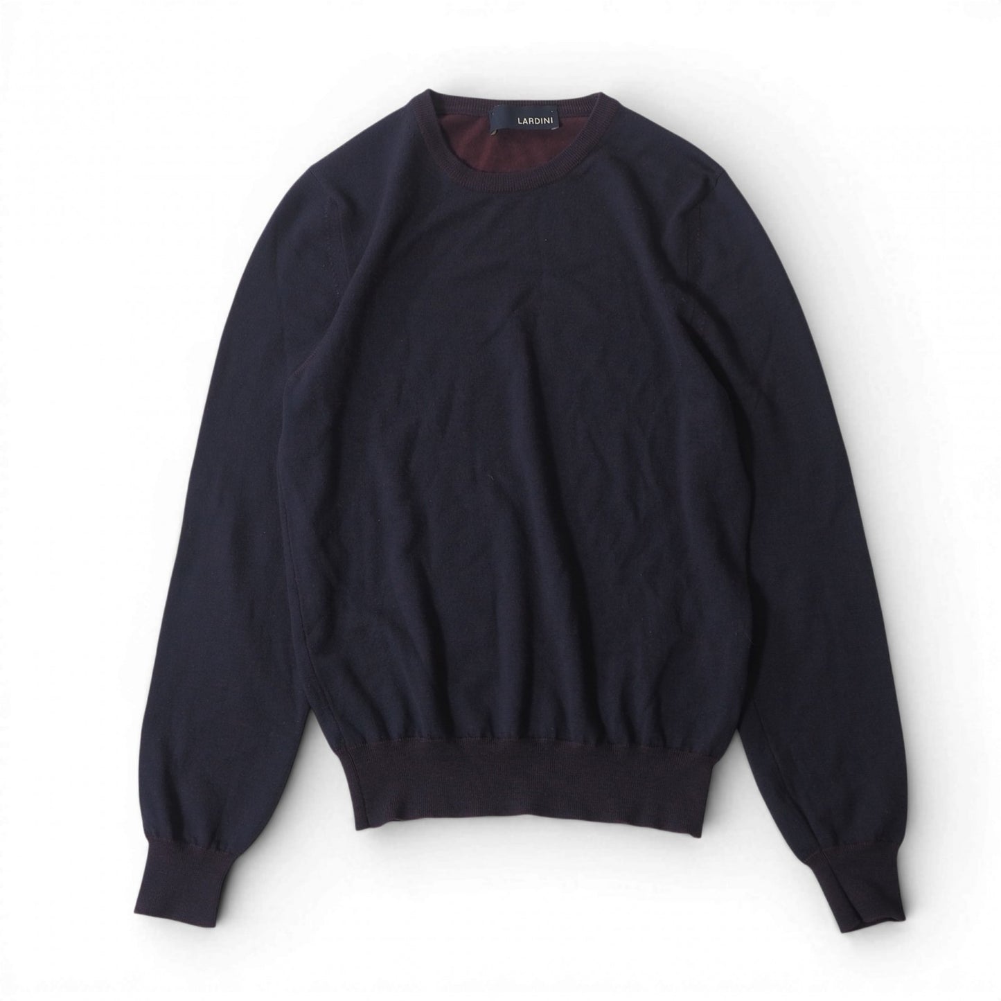 ラルディーニ LARDINI イタリア製 近年モデル ウール クルーネック セーター 46 ネイビー メンズ 正規品 2-DI148