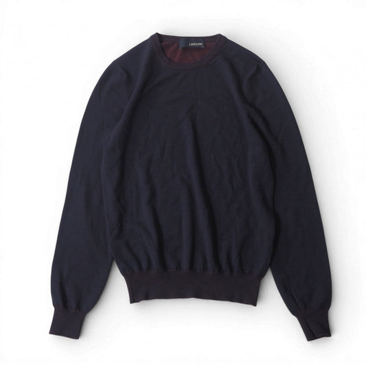 ラルディーニ LARDINI イタリア製 近年モデル ウール クルーネック セーター 46 ネイビー メンズ 正規品 2-DI148