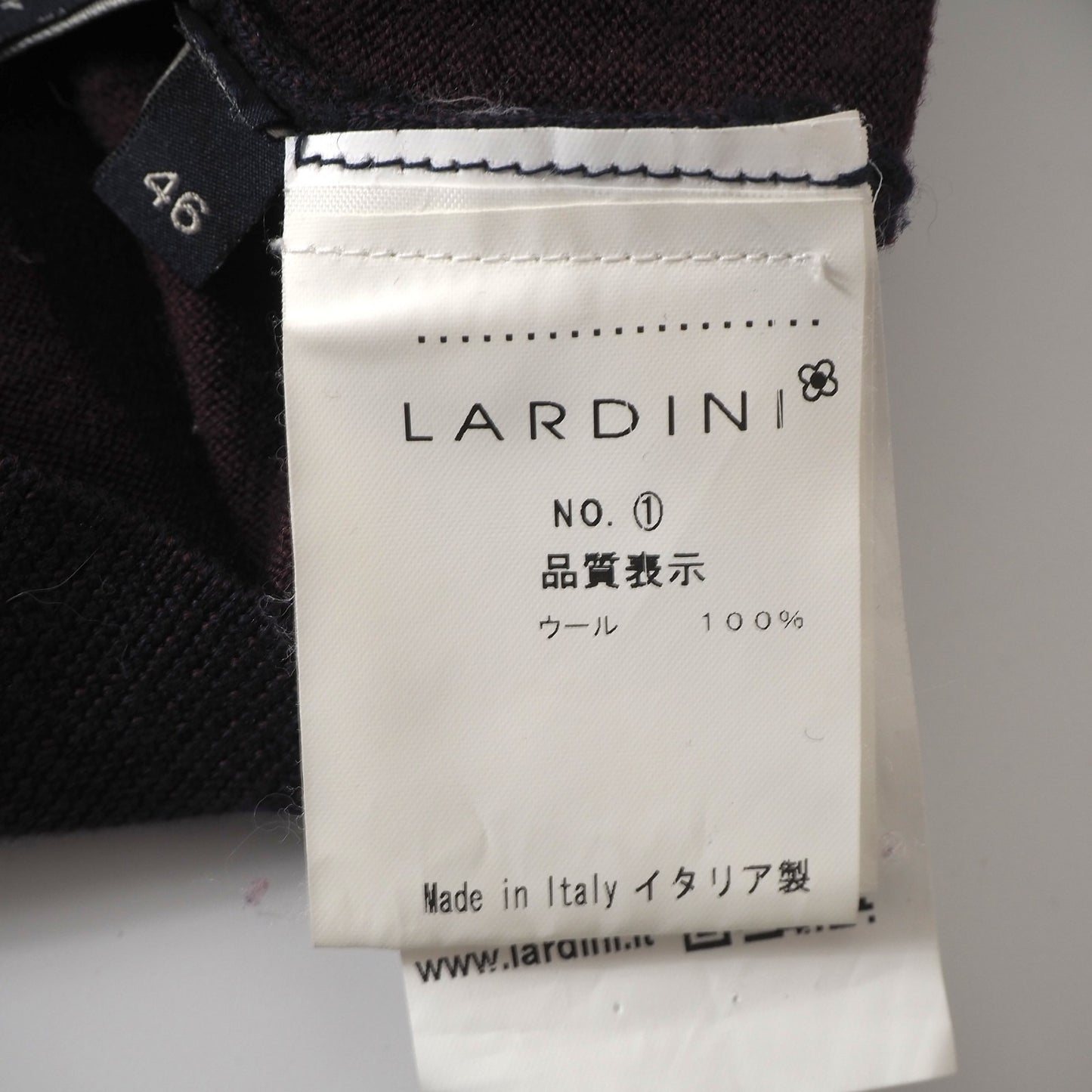 ラルディーニ LARDINI イタリア製 近年モデル ウール クルーネック セーター 46 ネイビー メンズ 正規品 2-DI148