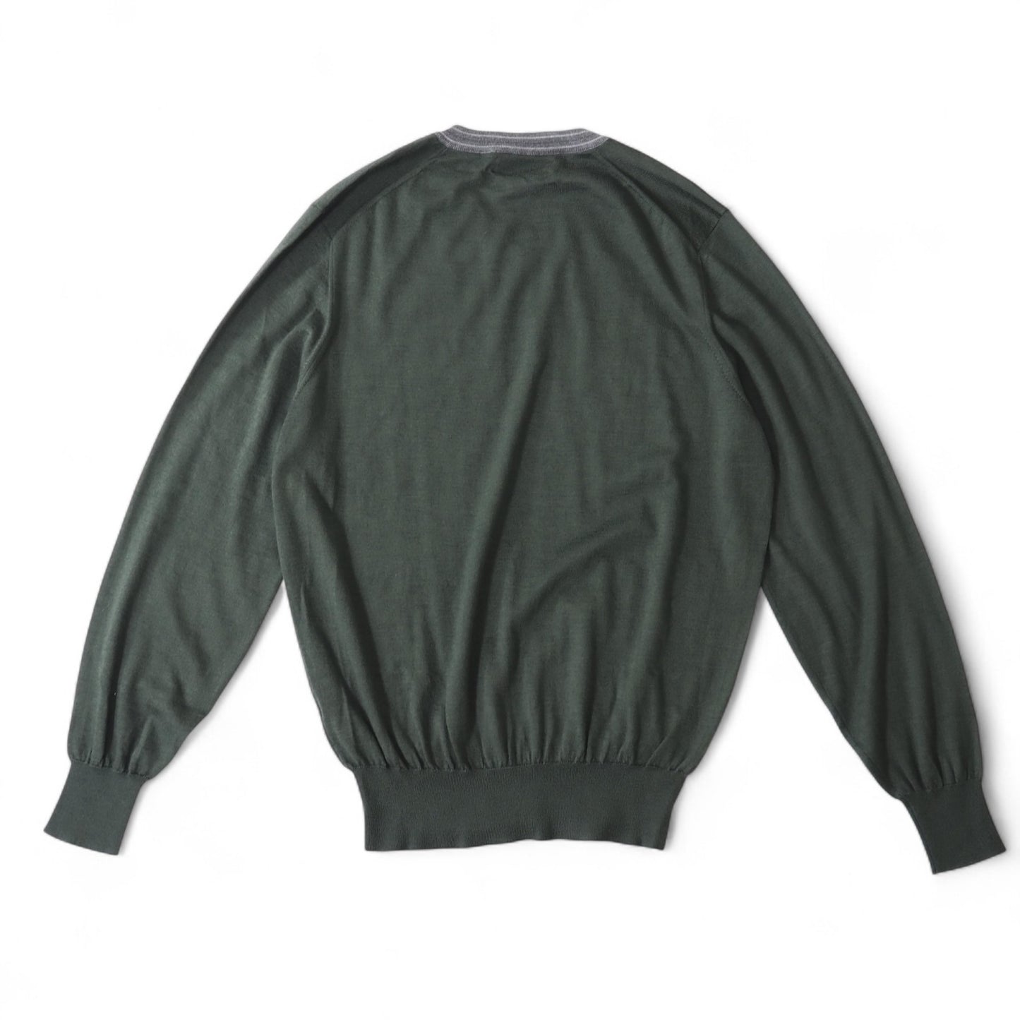 美品 ブルネロクチネリ BRUNELLO CUCINELLI イタリア製 カシミヤ シルク Vネック セーター 50 グリーン メンズ 正規品 2-DI252