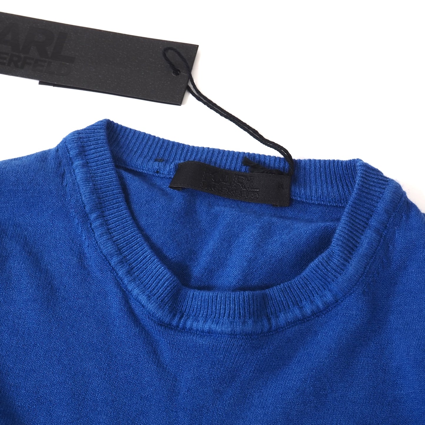 未使用 アウトレット品 カールラガーフェルド KARL LAGERFELD クルーネック ニット セーター ブルー メンズ 正規品 2110107