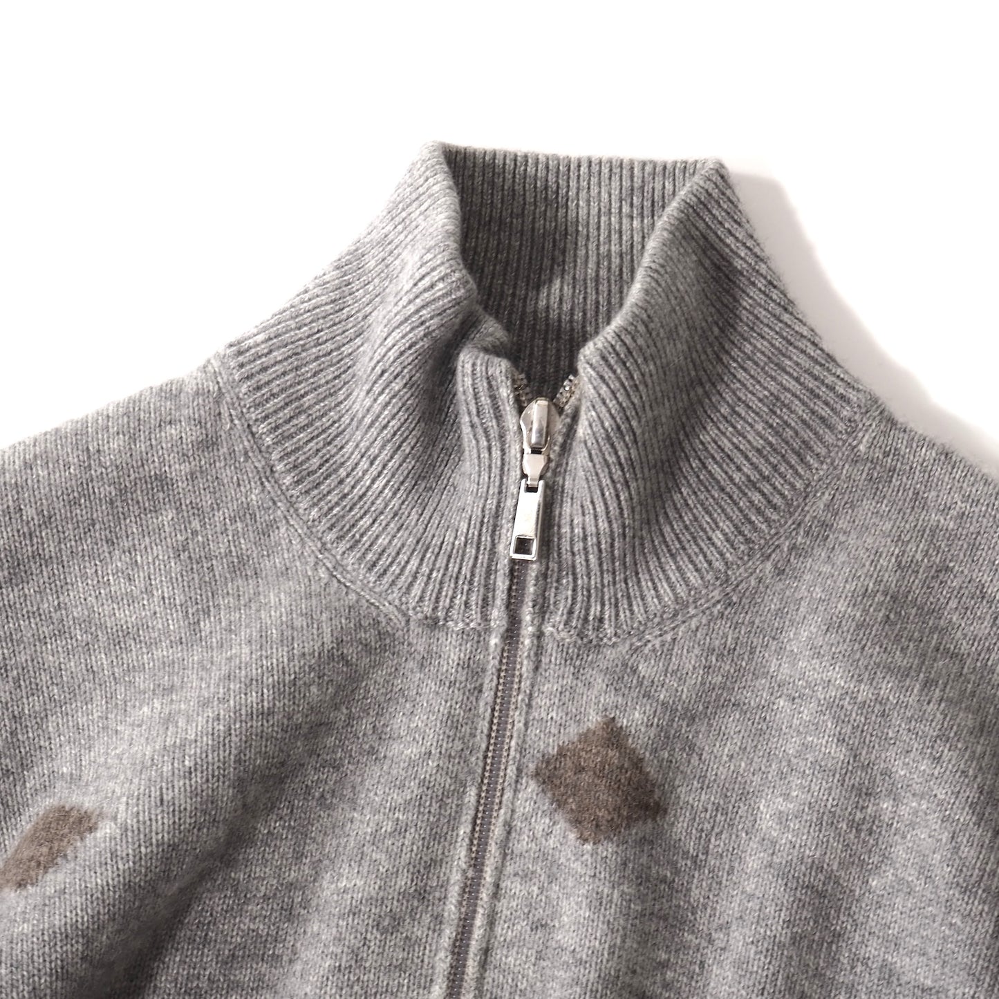 良品 ブルネロクチネリ Brunello Cucinelli ピュアカシミヤ ハーフジップ ドライバーズニット 52 グレー メンズ 正規品 2112089