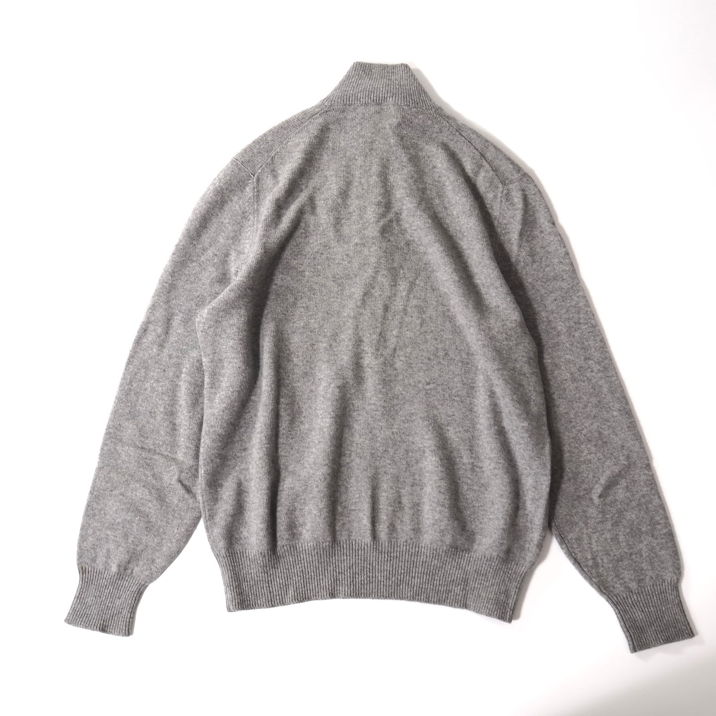 良品 ブルネロクチネリ Brunello Cucinelli ピュアカシミヤ ハーフジップ ドライバーズニット 52 グレー メンズ 正規品 2112089