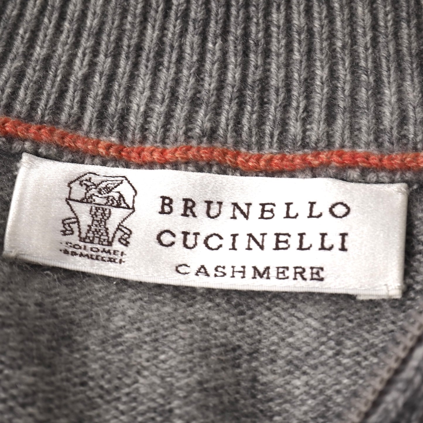 良品 ブルネロクチネリ Brunello Cucinelli ピュアカシミヤ ハーフジップ ドライバーズニット 52 グレー メンズ 正規品 2112089