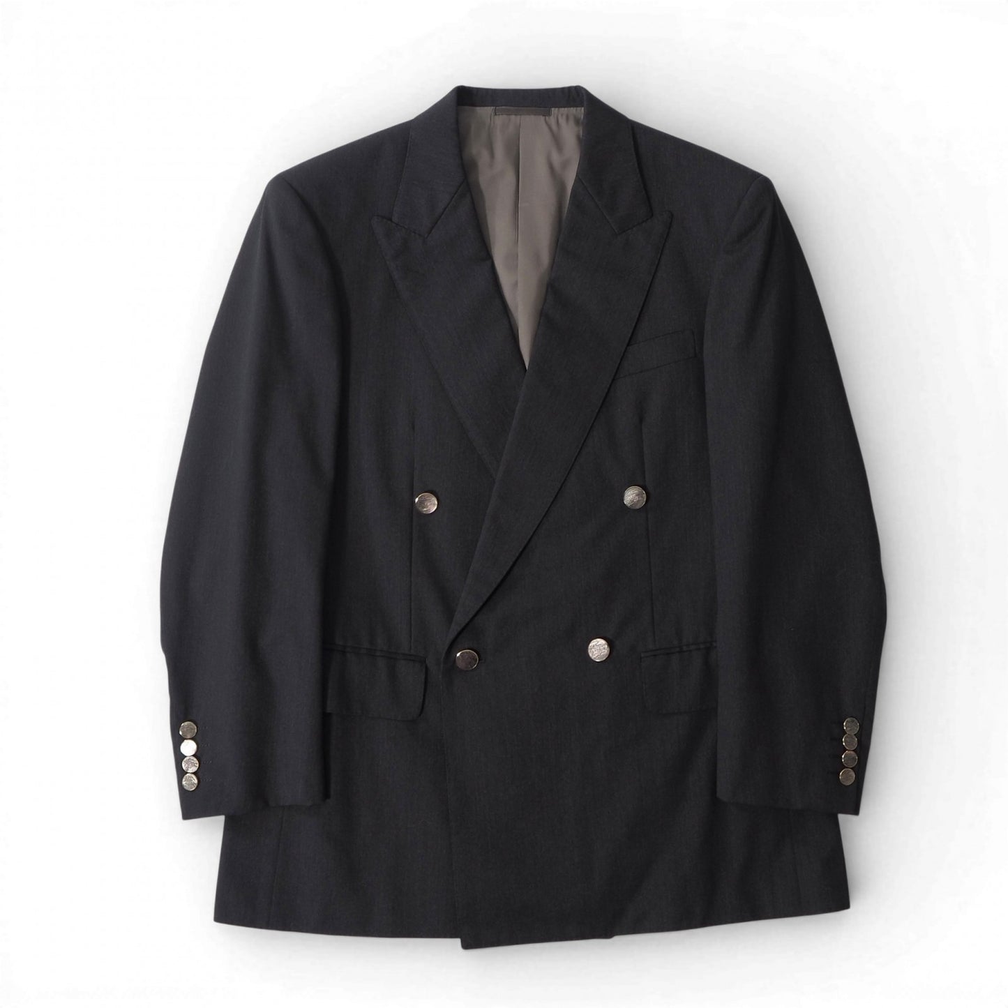 バーバリー Burberry London ダブルブレスト ジャケット ダークグレー メンズ M相当 正規品 M3-ZJ120