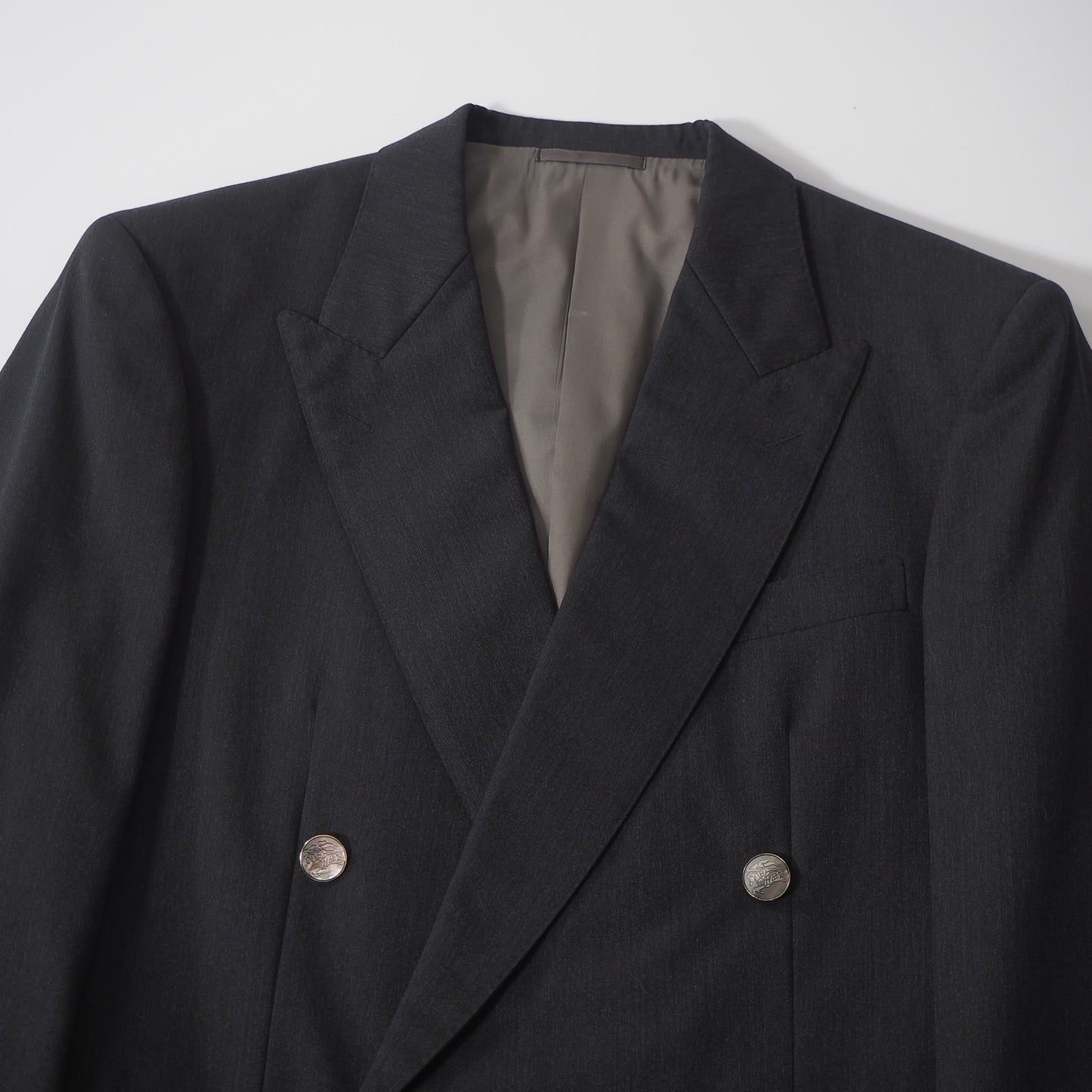 バーバリー Burberry London ダブルブレスト ジャケット ダークグレー メンズ M相当 正規品 M3-ZJ120