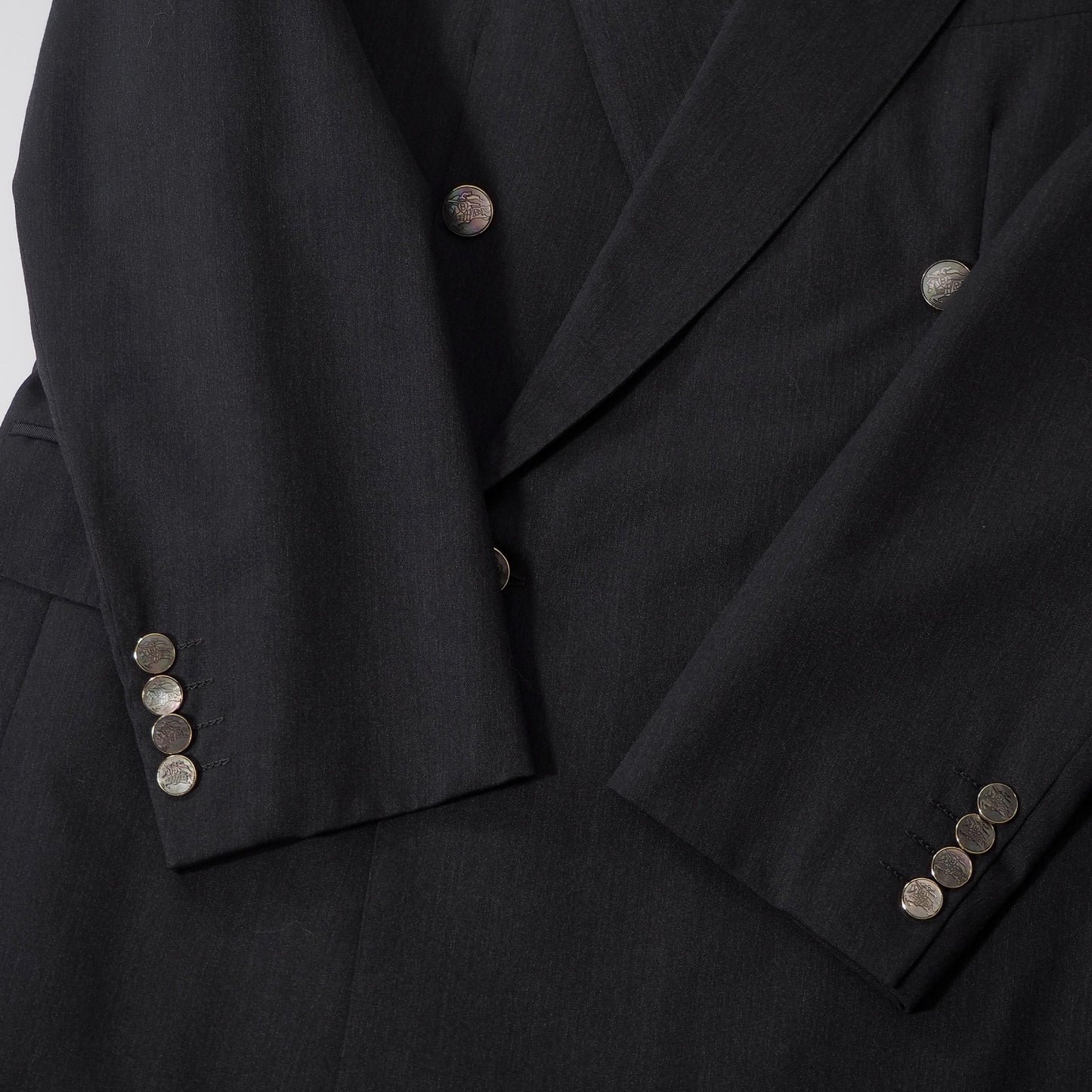 バーバリー Burberry London ダブルブレスト ジャケット ダークグレー メンズ M相当 正規品 M3-ZJ120