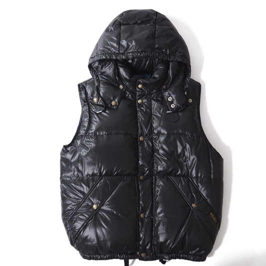 美品 ラルフローレン Polo Ralph Lauren フーデッド ダウンベスト ジャケット L ブラック メンズ 正規品 4-CL002