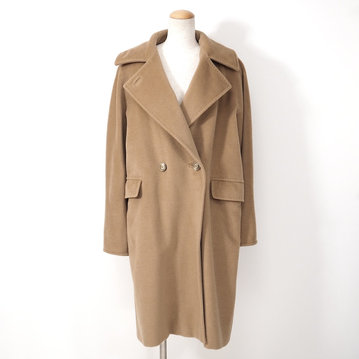 良品 マックスマーラ Max Mara ウール カシミヤ ダブルブレスト コート 40 ブラウン レディース 正規品 4-CL038