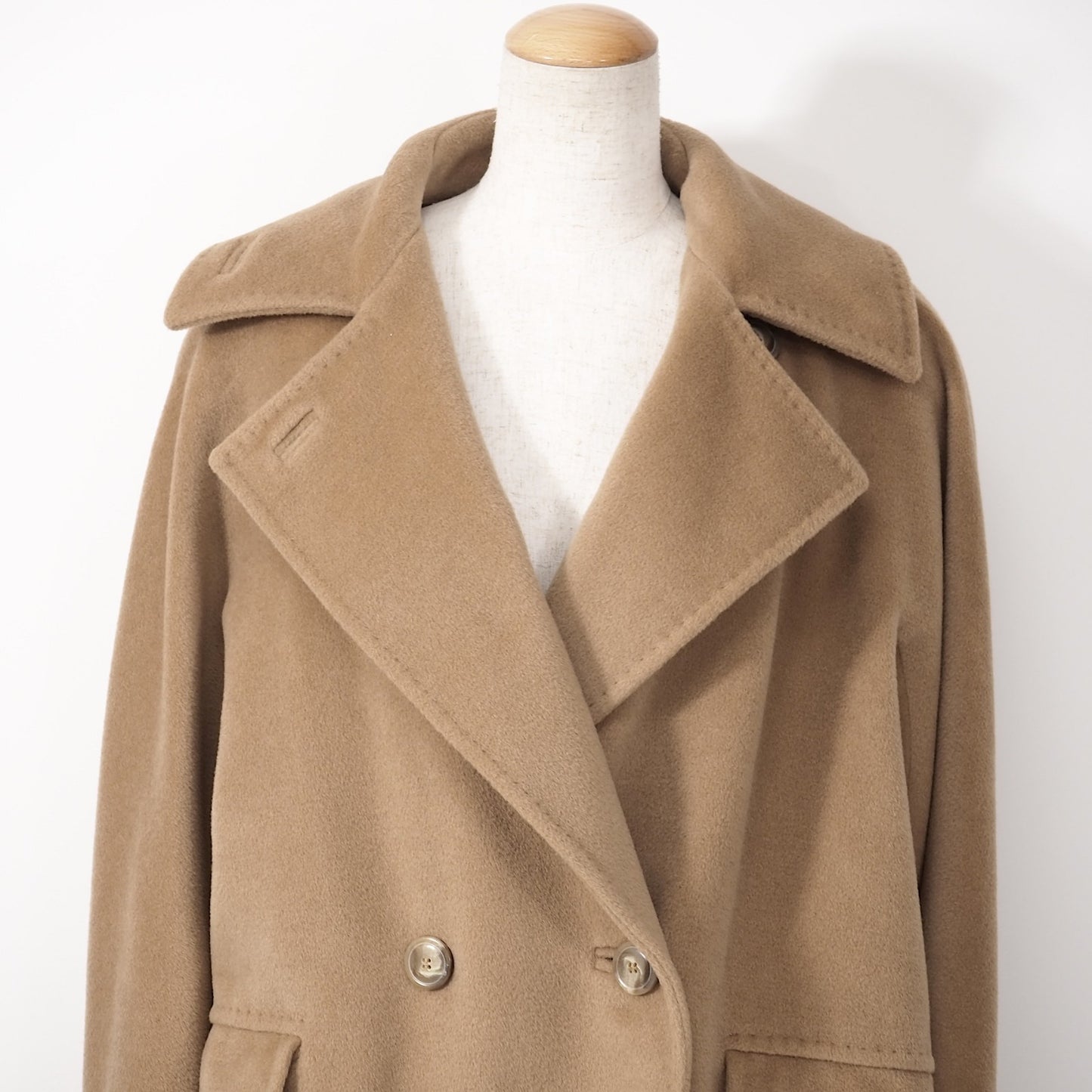 良品 マックスマーラ Max Mara ウール カシミヤ ダブルブレスト コート 40 ブラウン レディース 正規品 4-CL038