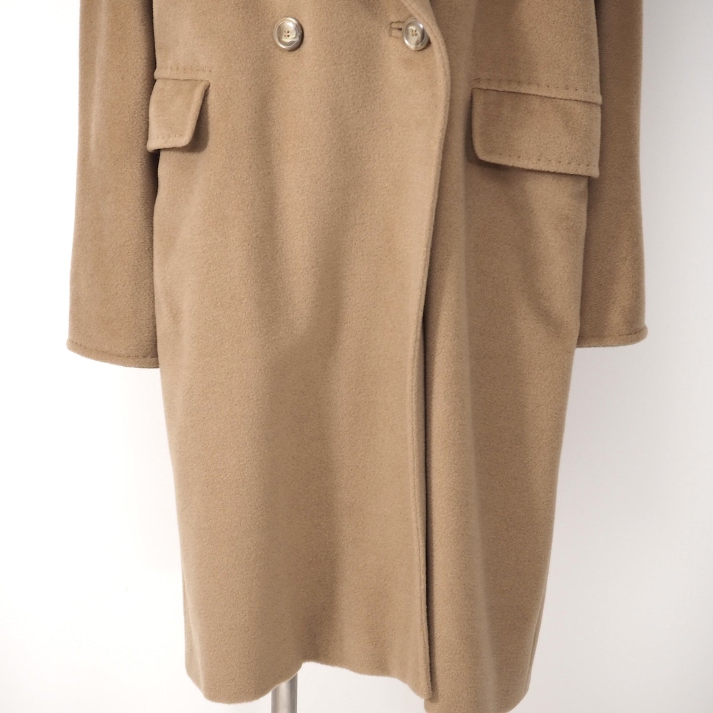 良品 マックスマーラ Max Mara ウール カシミヤ ダブルブレスト コート 40 ブラウン レディース 正規品 4-CL038