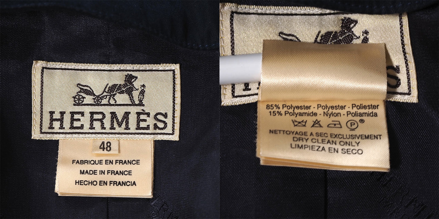 美品 エルメス HERMES ヴィンテージ キルティング ジャケット コート 48 ダークネイビー メンズ 正規品 4-YJ022