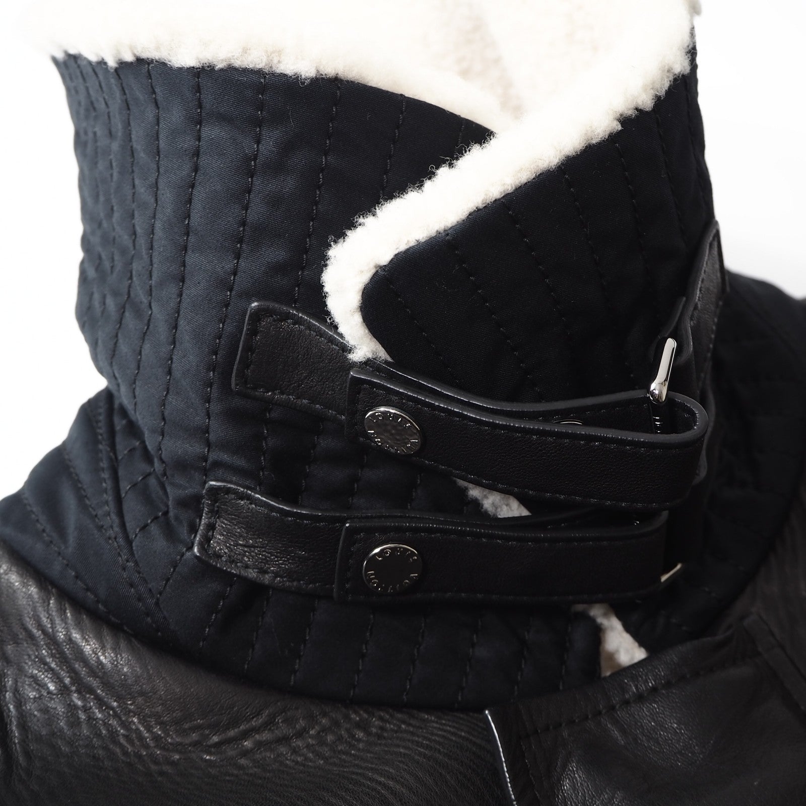 美品 ルイヴィトン Louis Vuitton ナッパレザー ムートン コート