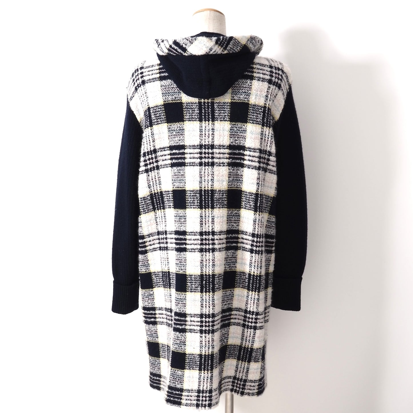 良品 クレージュ courreges ヴィンテージ フード付き ロング丈 パーカー ワンピース 9 ネイビー/ホワイト レディース 正規品 4-ZA066