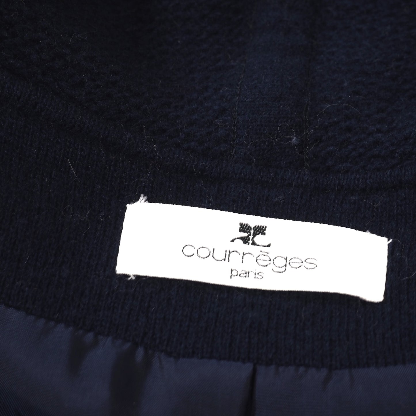 良品 クレージュ courreges ヴィンテージ フード付き ロング丈 パーカー ワンピース 9 ネイビー/ホワイト レディース 正規品 4-ZA066