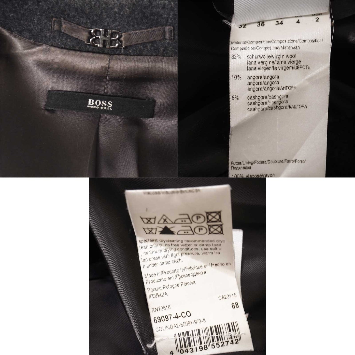 ボス BOSS ウール アンゴラ カシゴラ コート 36 グレー レディース 正規品 4-ZD067