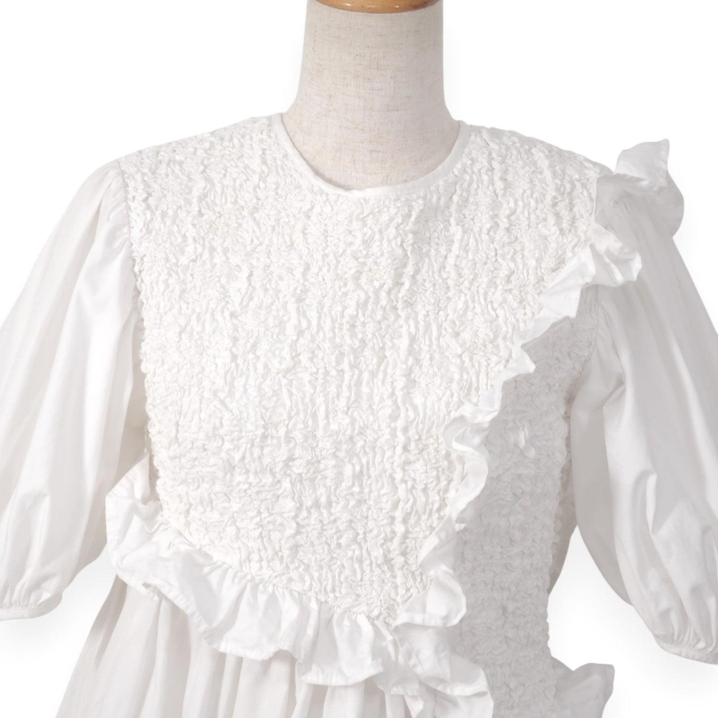 良品 セシリー バンセン CECILIE BAHNSEN パフスリーブ フリル 半袖 ブラウス ホワイト レディース 正規品 4-ZI054