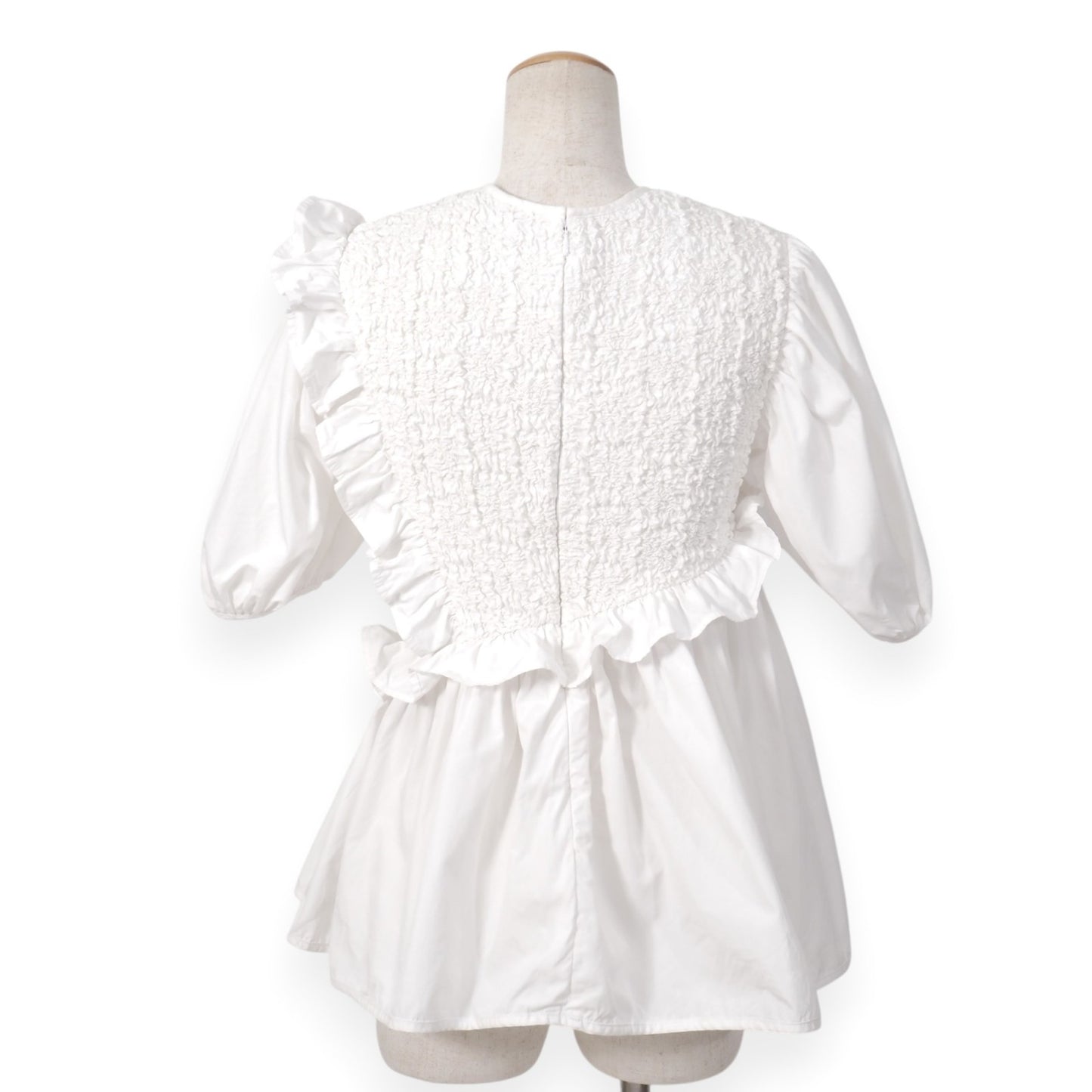 良品 セシリー バンセン CECILIE BAHNSEN パフスリーブ フリル 半袖 ブラウス ホワイト レディース 正規品 4-ZI054