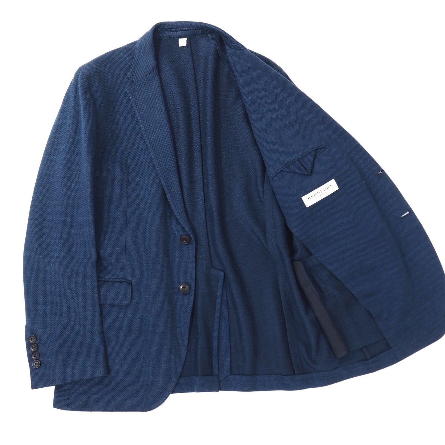 美品 バーバリー BURBERRY リネン コットン アンコン ジャケット 48 ネイビー メンズ 正規品 4-ZK019