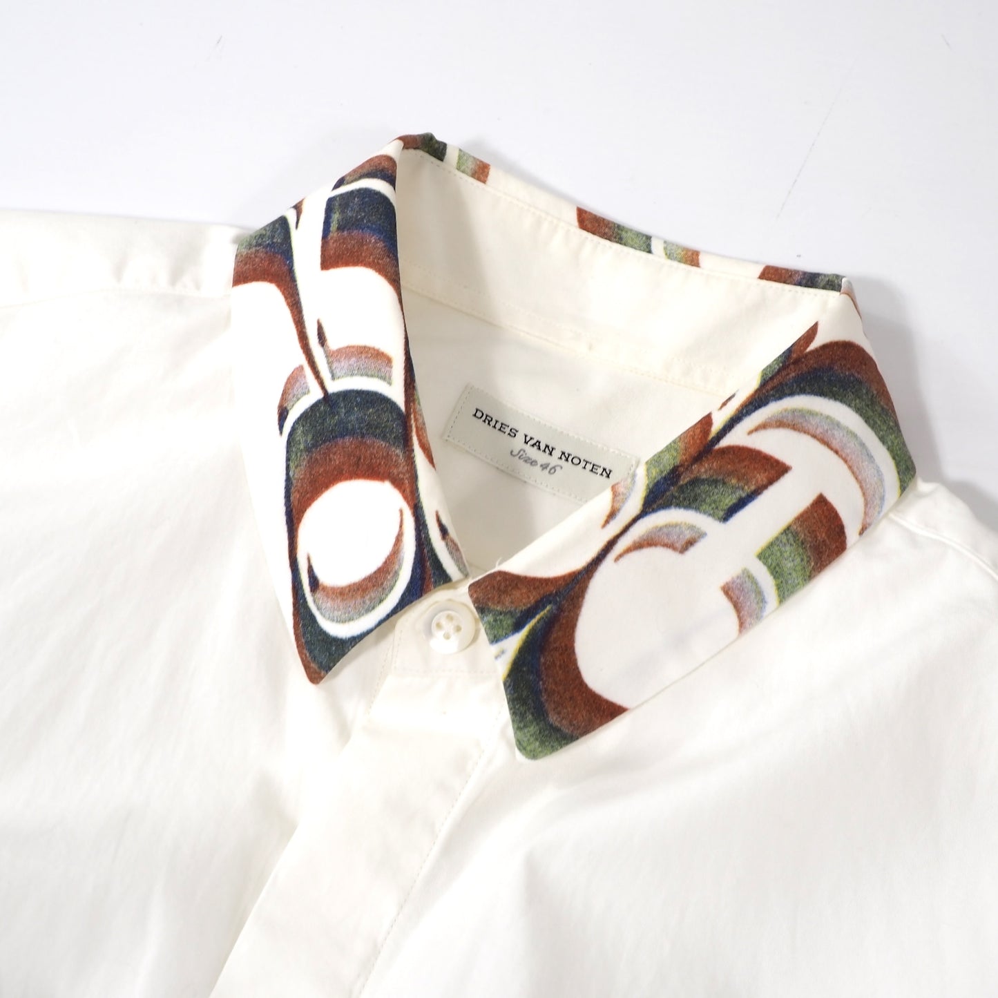 ドリスヴァンノッテン DRIES VAN NOTEN コットン 長袖 シャツ 襟柄 46 ホワイト メンズ 正規品 5-DC015