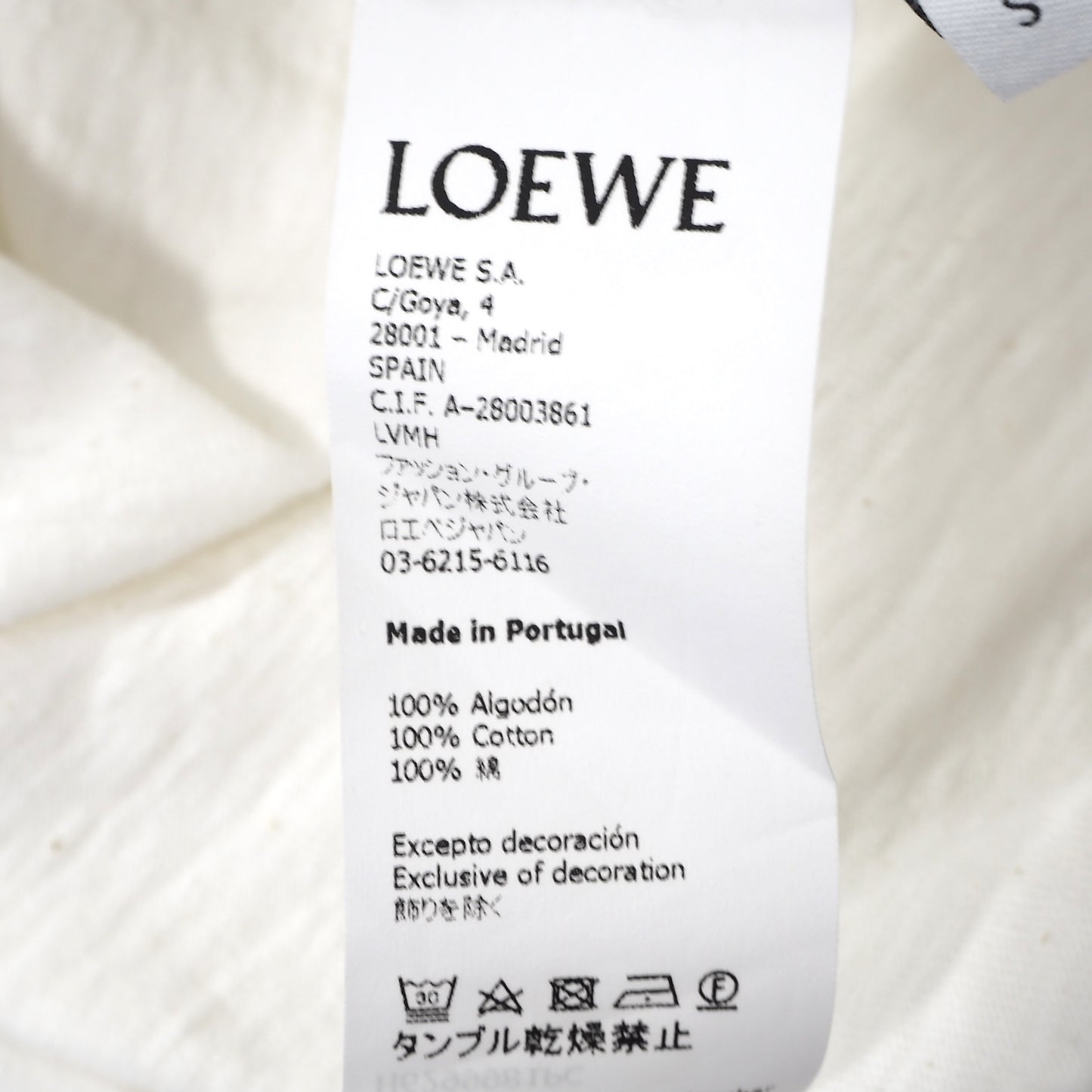 ロエベ LOEWE 2018AW  半袖 Tシャツ S ホワイト メンズ 正規品 5-DD017