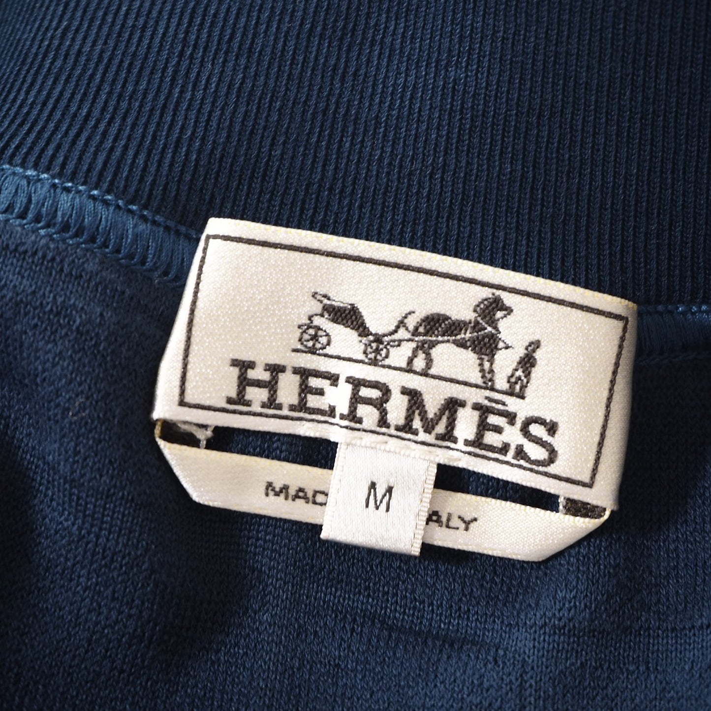 美品 エルメス HERMES イタリア製 19年製 パイル地 ジップアップ ジャケット 春夏 M ネイビー メンズ 正規品 5-DE052