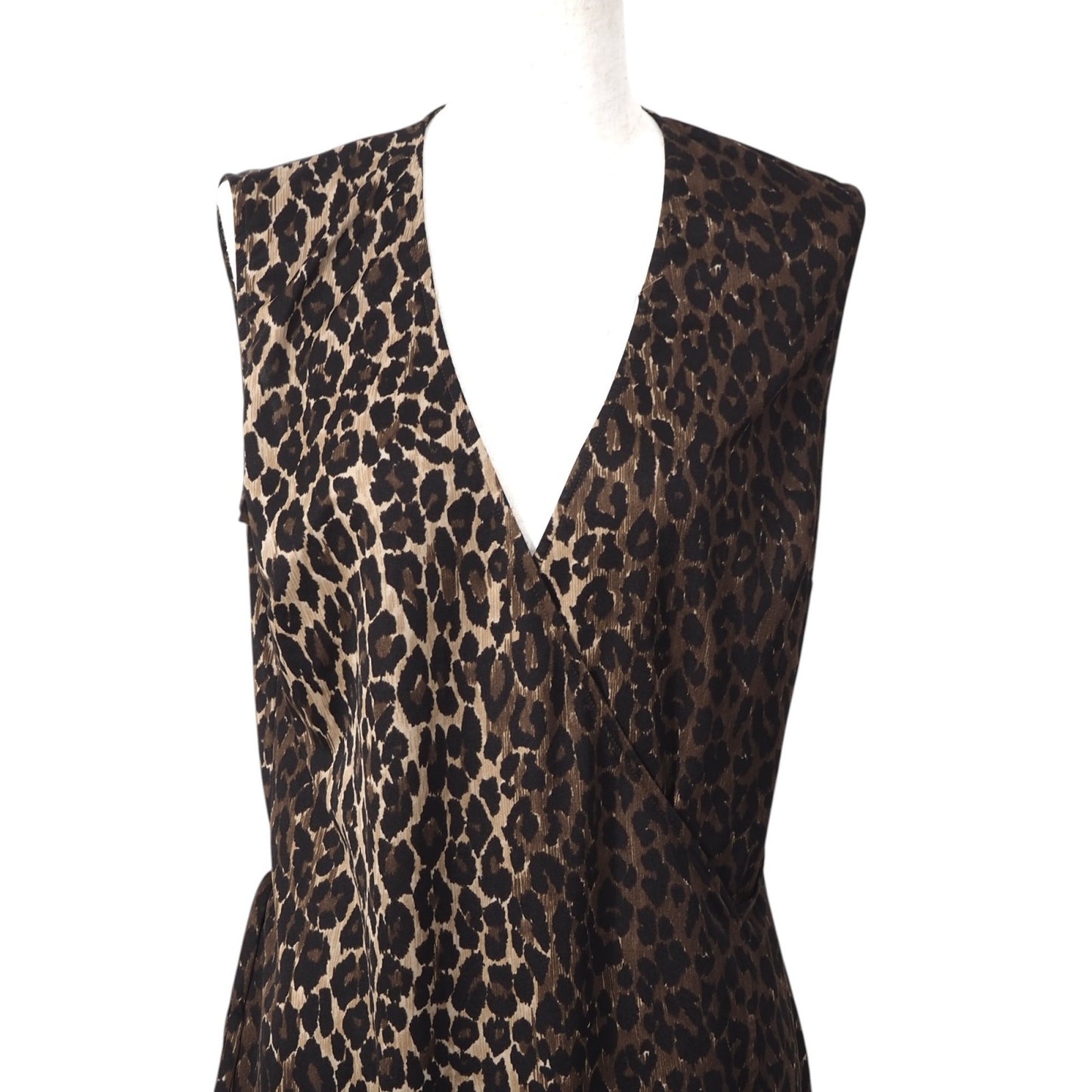美品 ドルチェ&ガッバーナ DOLCE&GABBANA ノースリーブ ロングワンピース 46 XL レオパード ブラウン レディース 正規品 5-DF075