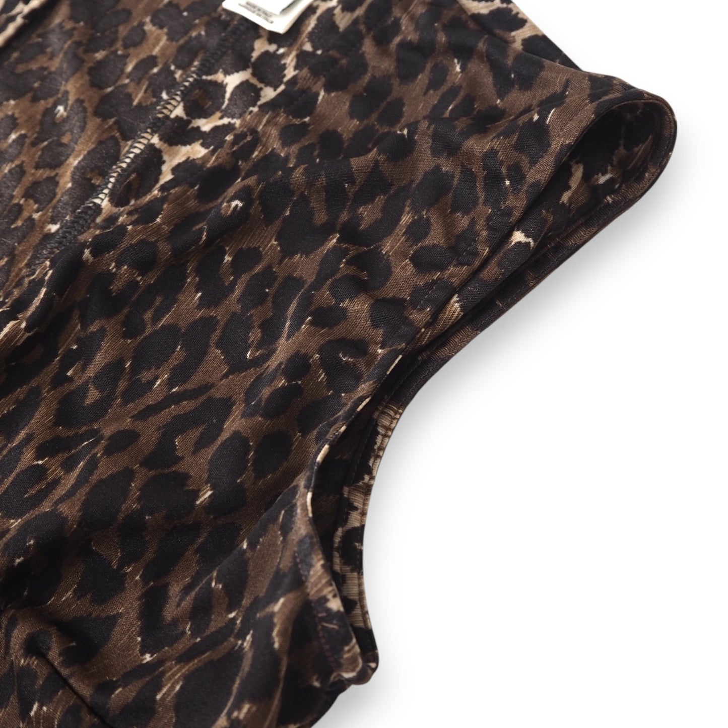 美品 ドルチェ&ガッバーナ DOLCE&GABBANA ノースリーブ ロングワンピース 46 XL レオパード ブラウン レディース 正規品 5-DF075