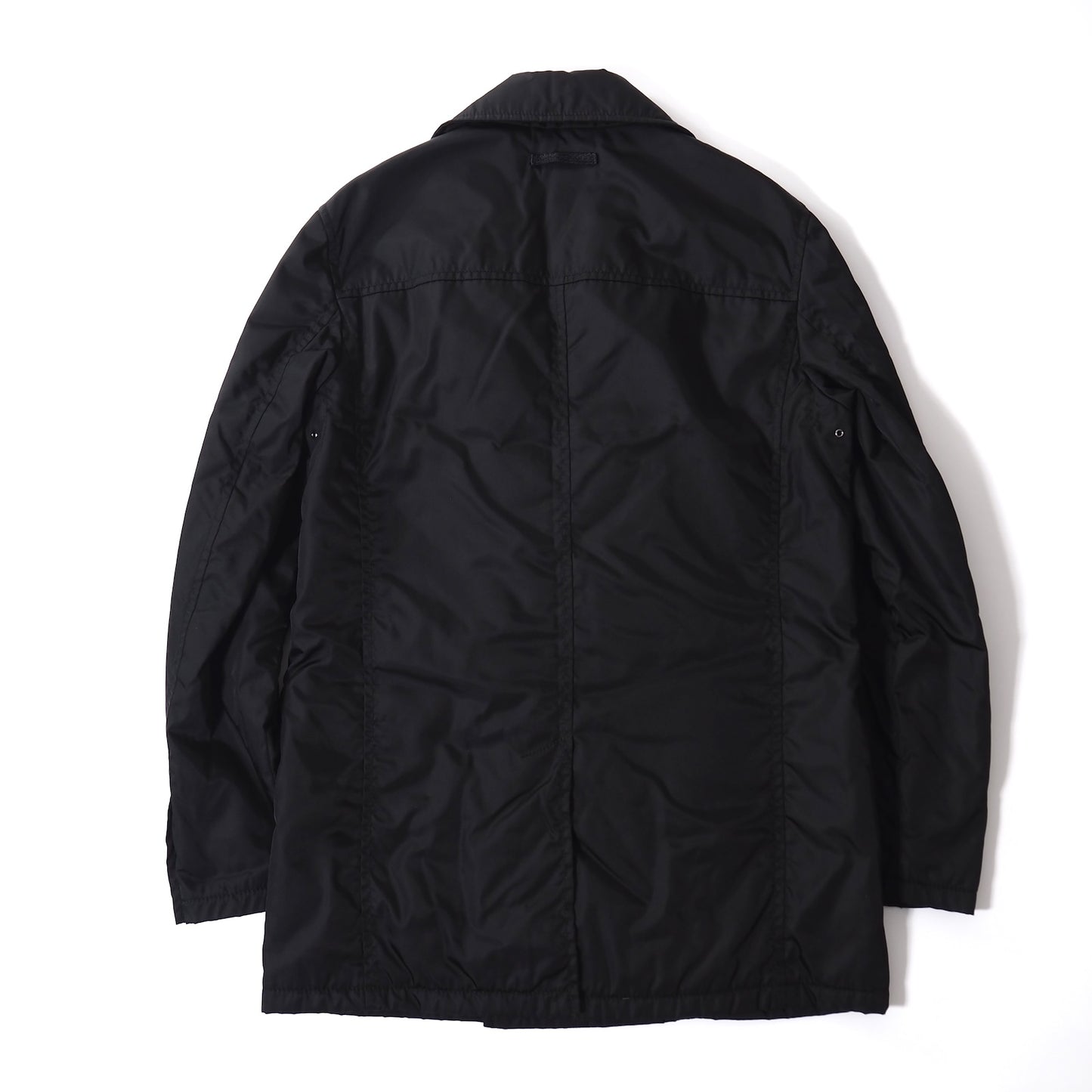 良品 プラダ PRADA ダブル コート 中綿 S ブラック メンズ 正規品 5-DG076