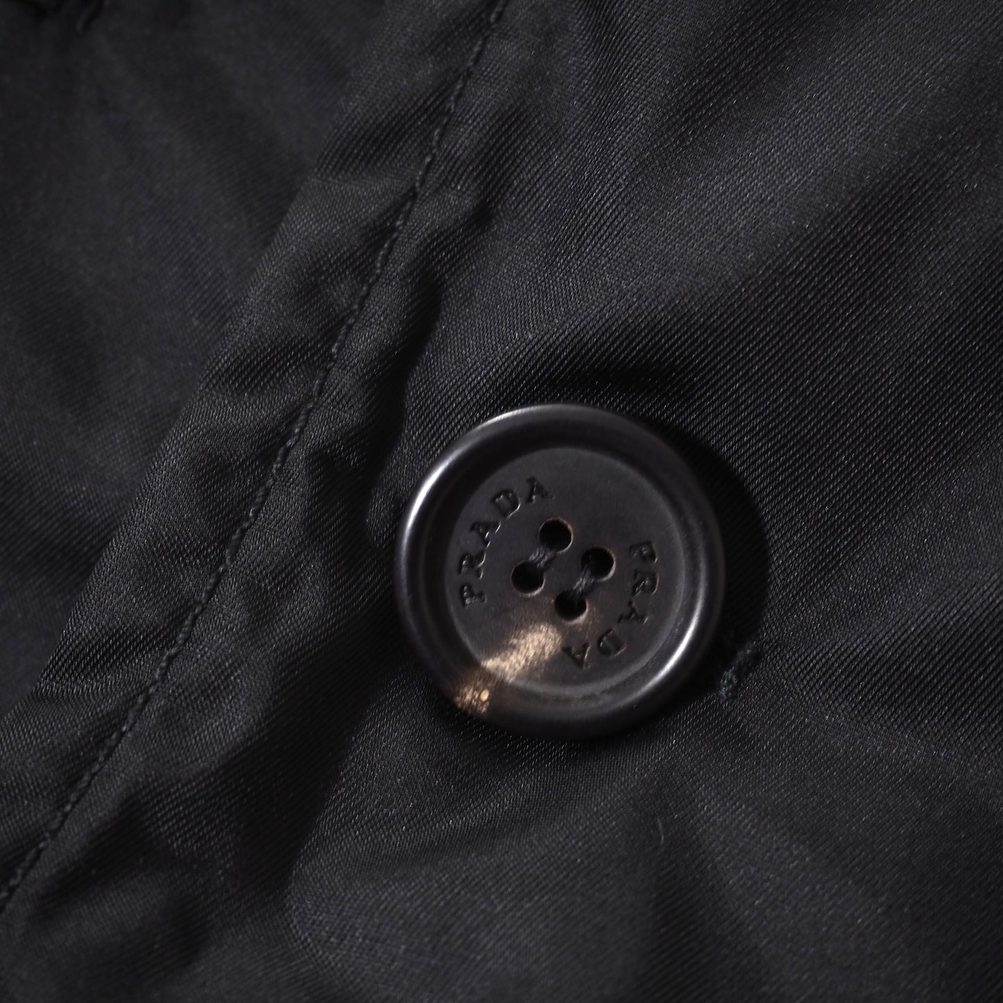 良品 プラダ PRADA ダブル コート 中綿 S ブラック メンズ 正規品 5-DG076