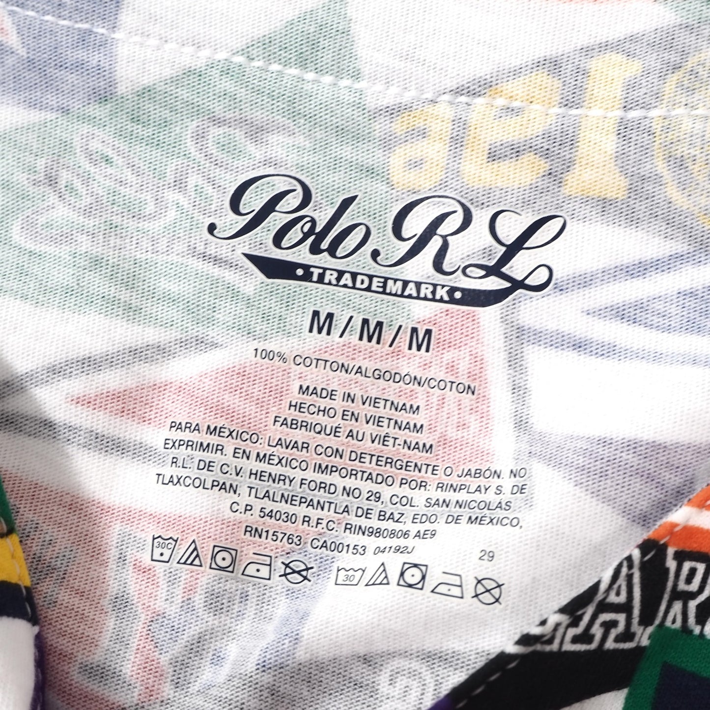 未使用 ポロ ラルフローレン POLO RALPH LAUREN ベースボールシャツ 総柄 M マルチカラー メンズ 正規品 5-DG088