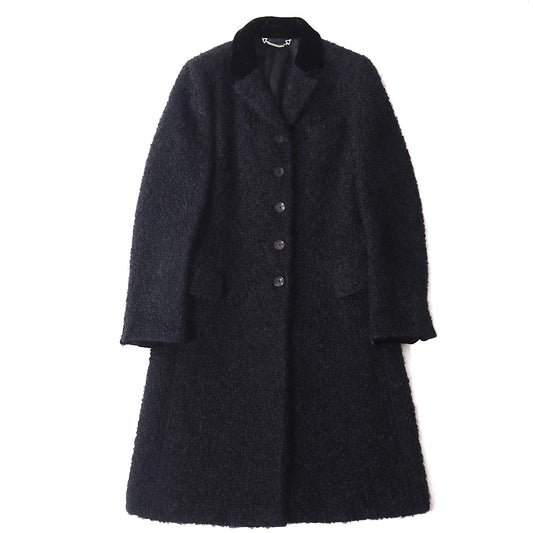 美品 グッチ GUCCI ヴィンテージ トムフォード期 モヘア ウール ロングコート 40 ブラック レディース 正規品 5-DI104