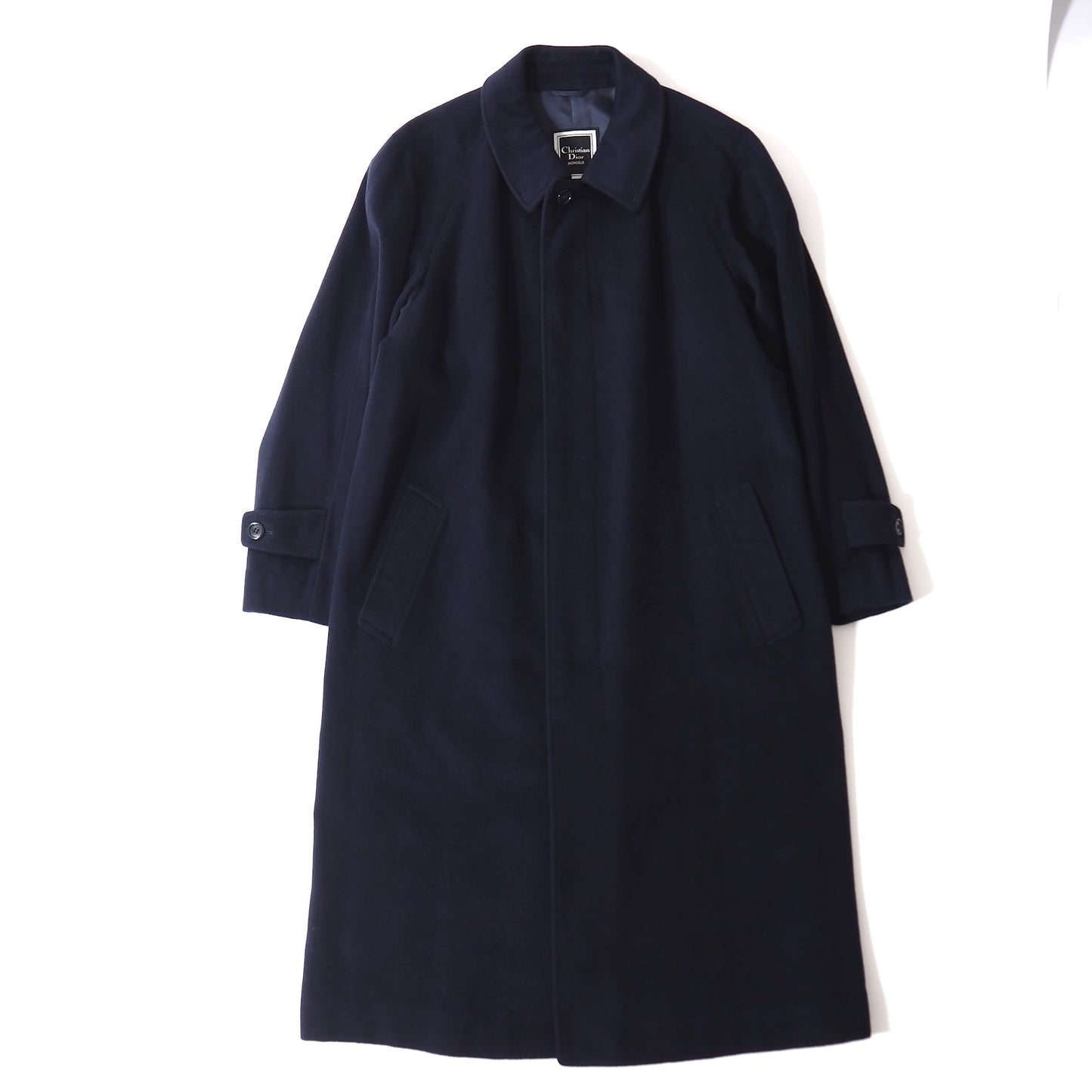 クリスチャンディオール Christian Dior MONSIEUR ヴィンテージ カシミヤ ステンカラー コート L ネイビー メンズ 正規品 5-DJ115