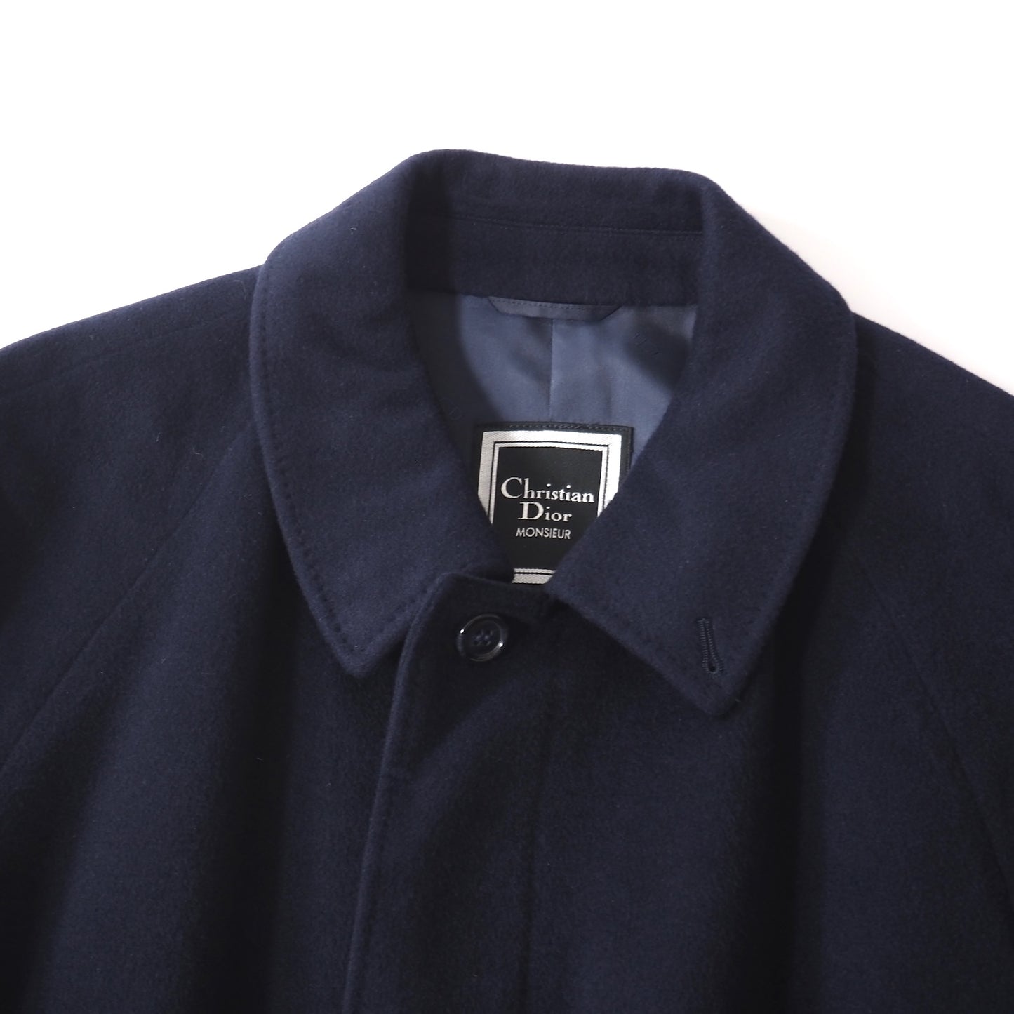 クリスチャンディオール Christian Dior MONSIEUR ヴィンテージ カシミヤ ステンカラー コート L ネイビー メンズ 正規品 5-DJ115