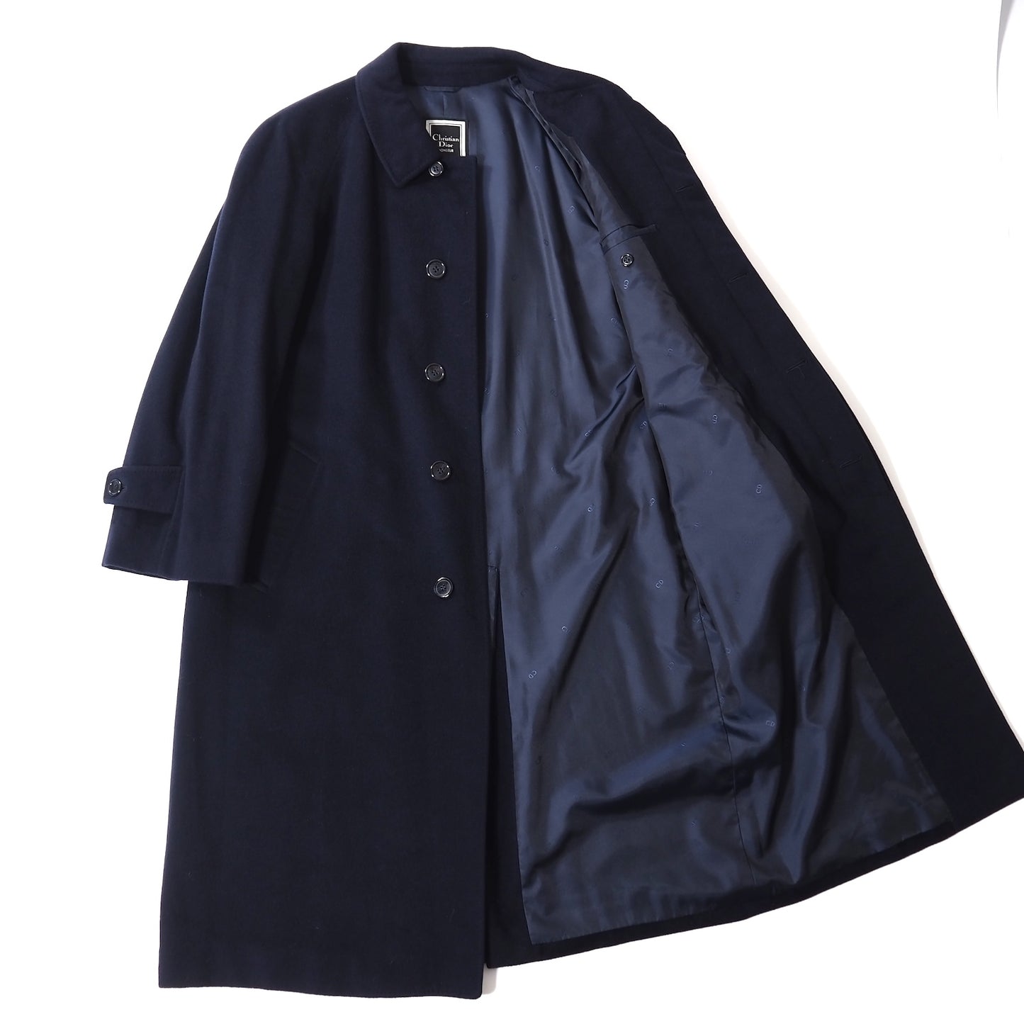 クリスチャンディオール Christian Dior MONSIEUR ヴィンテージ カシミヤ ステンカラー コート L ネイビー メンズ 正規品 5-DJ115