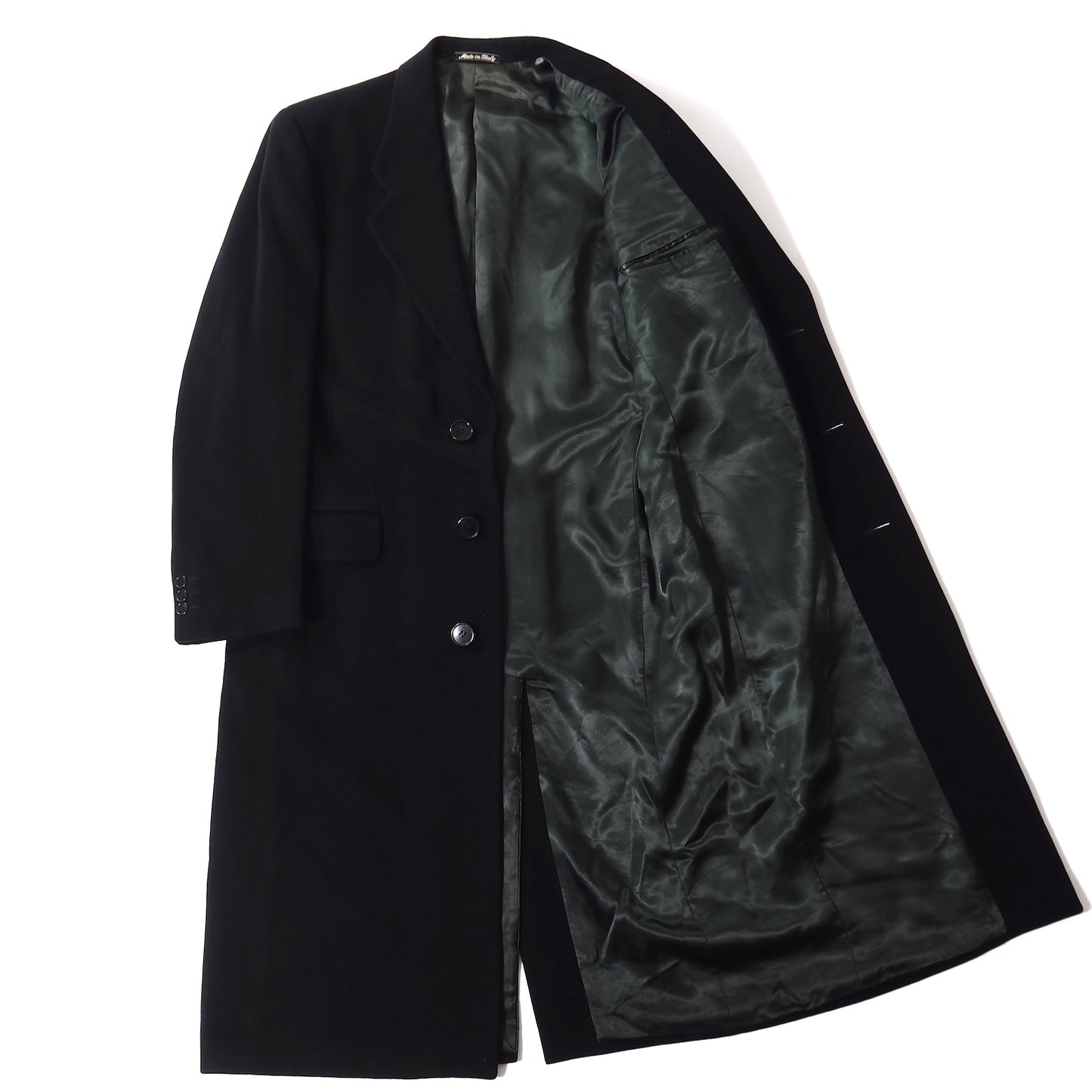 良品 ジョルジオアルマーニ GIORGIO ARMANI ヴィンテージ ウール チェスターコート 48 ブラック メンズ 正規品 5-DJ118