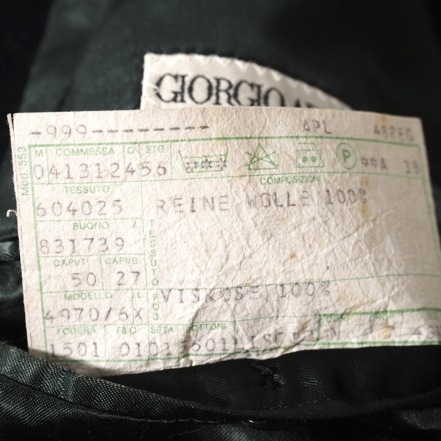 良品 ジョルジオアルマーニ GIORGIO ARMANI ヴィンテージ ウール チェスターコート 48 ブラック メンズ 正規品 5-DJ118