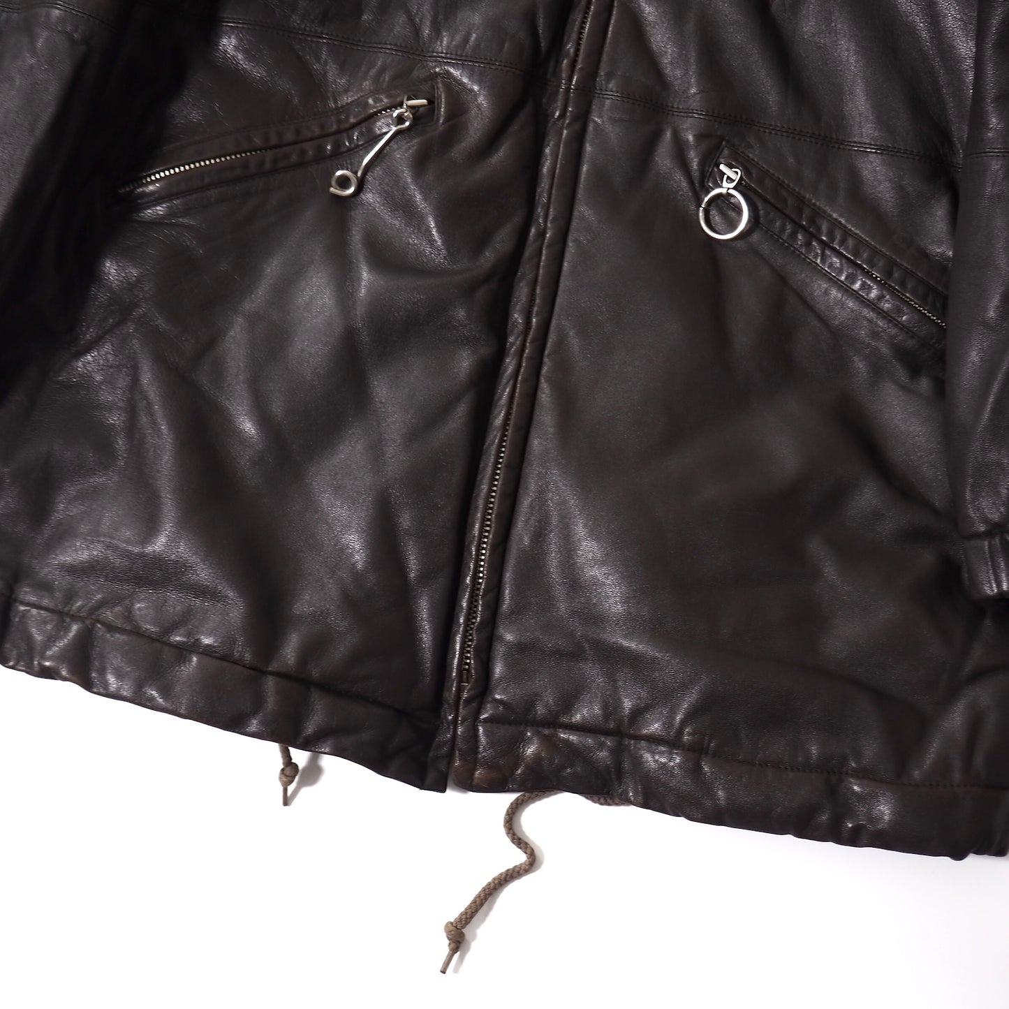 アイエス イッセイミヤケ スポーツ I.S ISSEY MIYAKE SPORT ヴィンテージ ラムレザー フーデッド ジャケット M ダークブラウン メンズ 正規品 5-DJ119