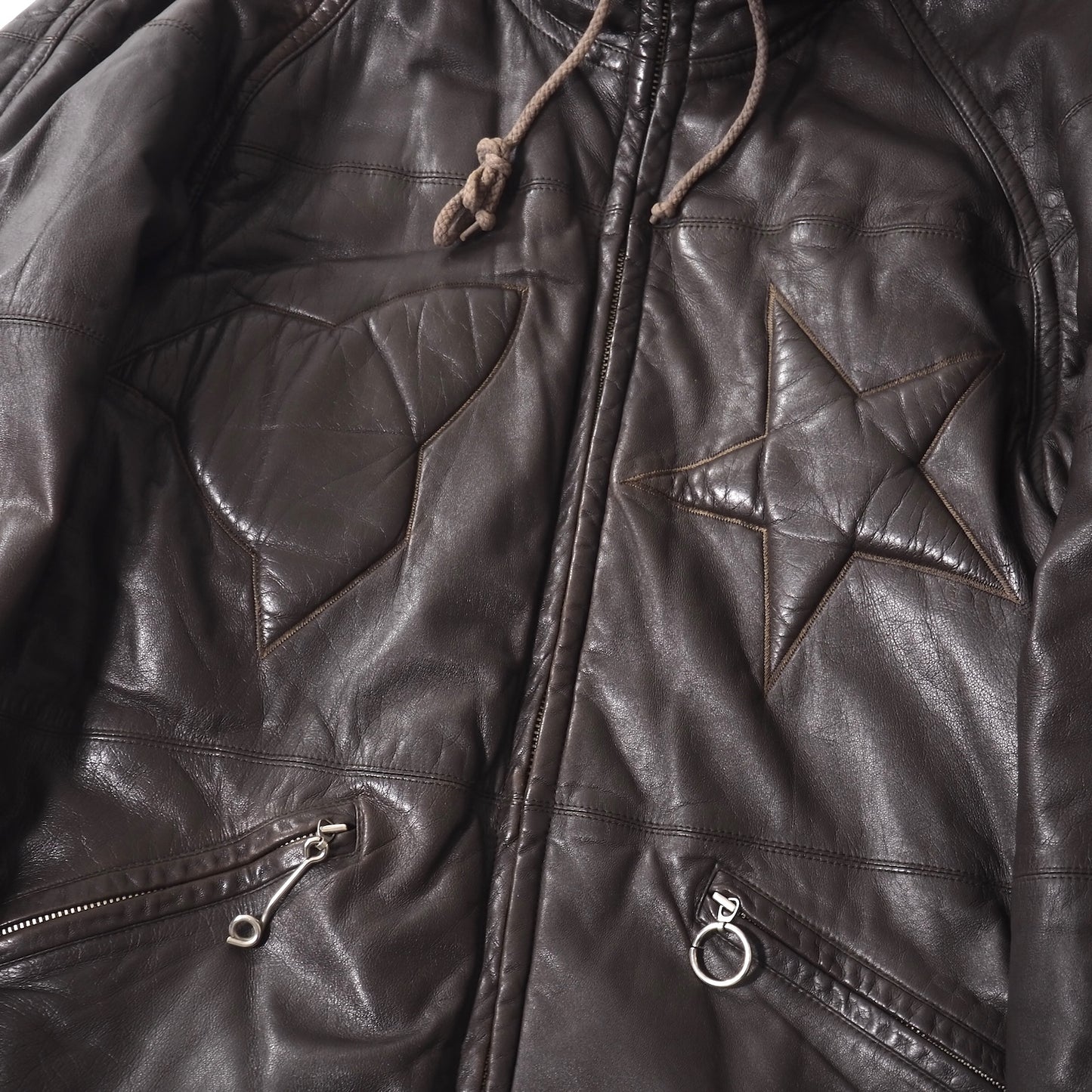 アイエス イッセイミヤケ スポーツ I.S ISSEY MIYAKE SPORT ヴィンテージ ラムレザー フーデッド ジャケット M ダークブラウン メンズ 正規品 5-DJ119