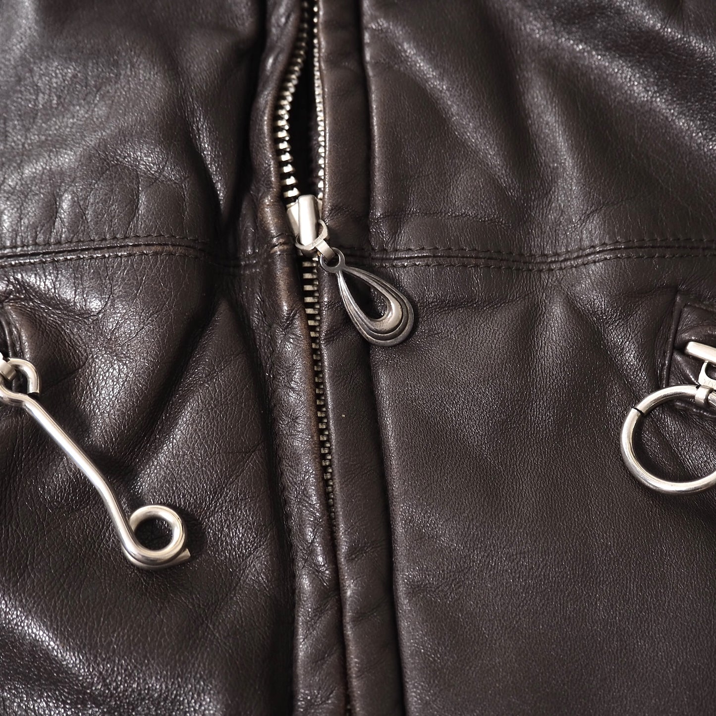 アイエス イッセイミヤケ スポーツ I.S ISSEY MIYAKE SPORT ヴィンテージ ラムレザー フーデッド ジャケット M ダークブラウン メンズ 正規品 5-DJ119