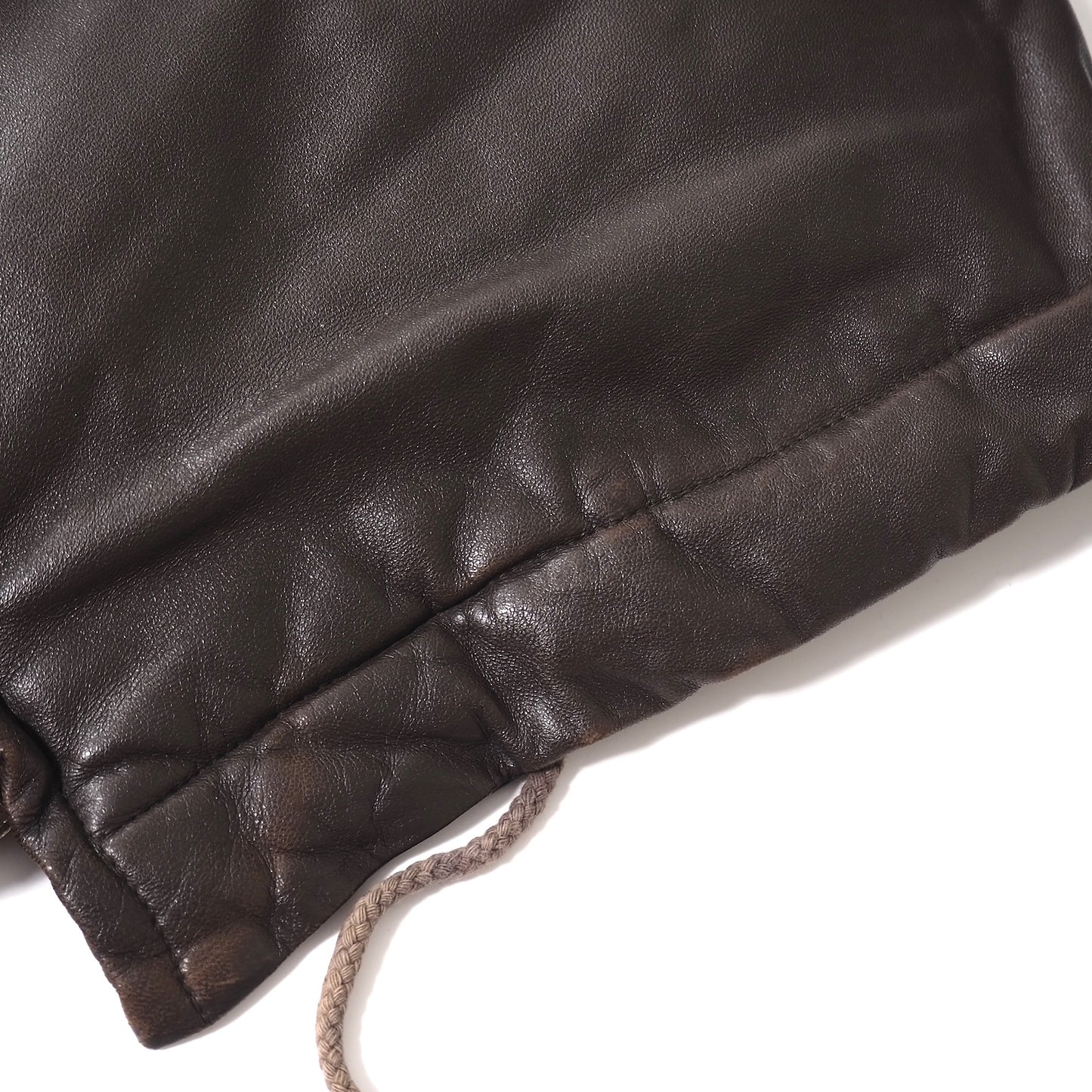 アイエス イッセイミヤケ スポーツ I.S ISSEY MIYAKE SPORT ヴィンテージ ラムレザー フーデッド ジャケット M ダークブラウン メンズ 正規品 5-DJ119