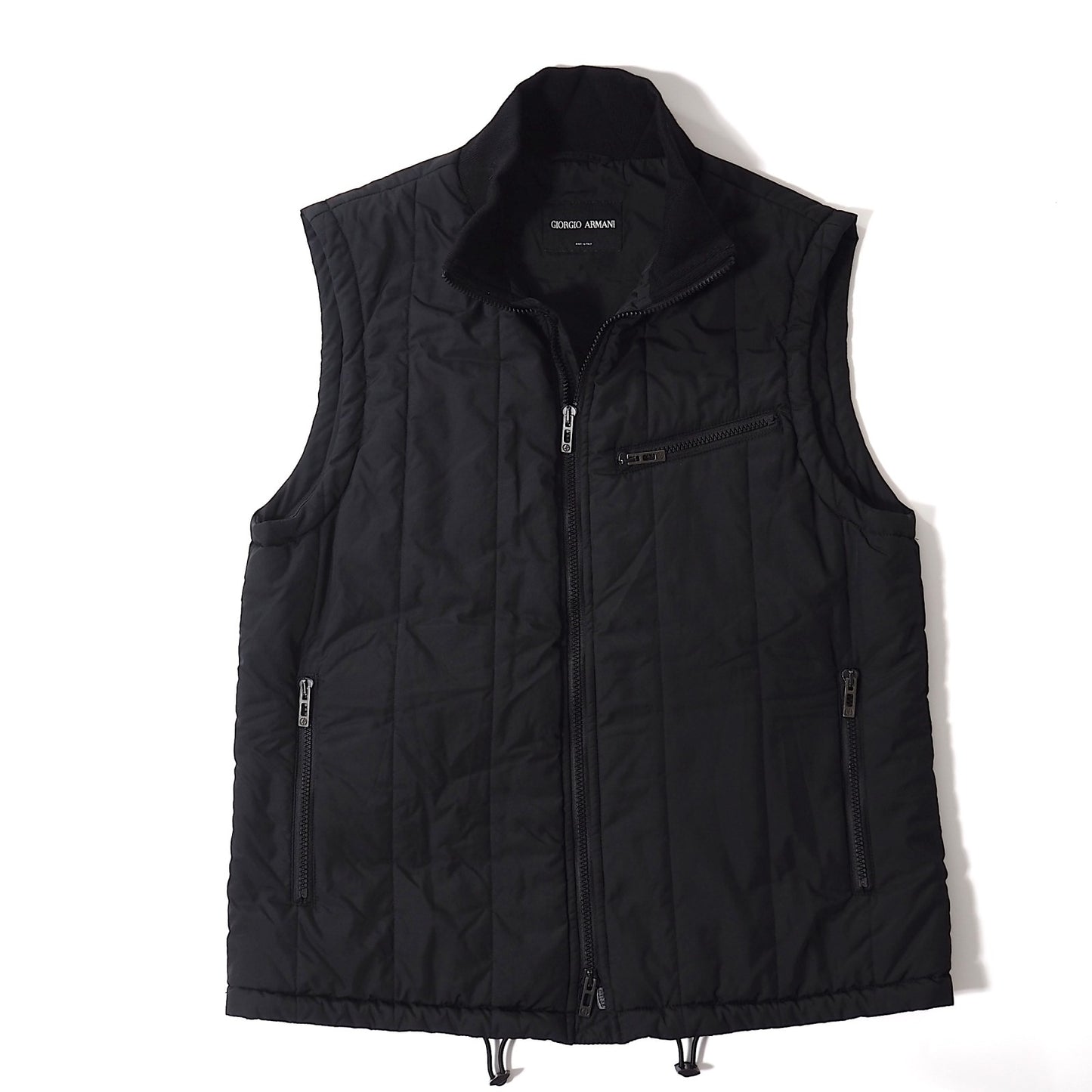 良品 ジョルジオアルマーニ GIORGIO ARMANI イタリア製 中綿 ベスト ジャケット 48 ブラック メンズ 正規品 5-DJ120
