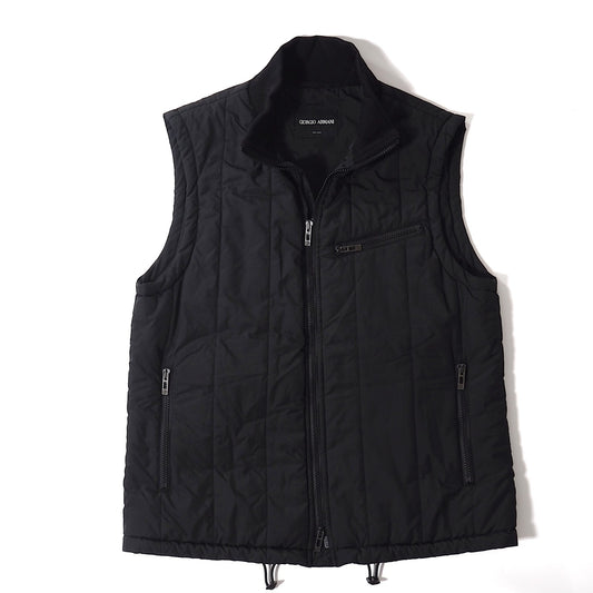 良品 ジョルジオアルマーニ GIORGIO ARMANI イタリア製 中綿 ベスト ジャケット 48 ブラック メンズ 正規品 5-DJ120