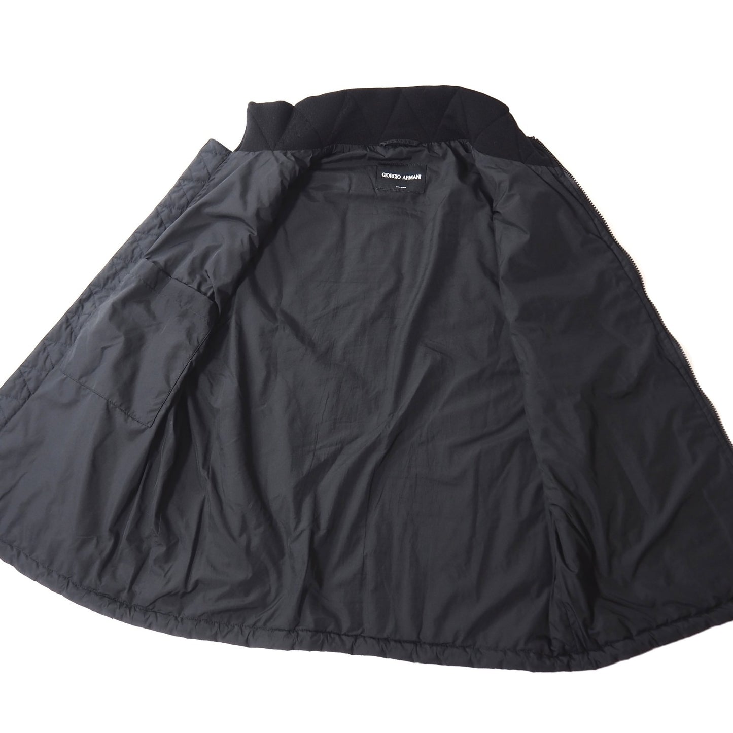 良品 ジョルジオアルマーニ GIORGIO ARMANI イタリア製 中綿 ベスト ジャケット 48 ブラック メンズ 正規品 5-DJ120