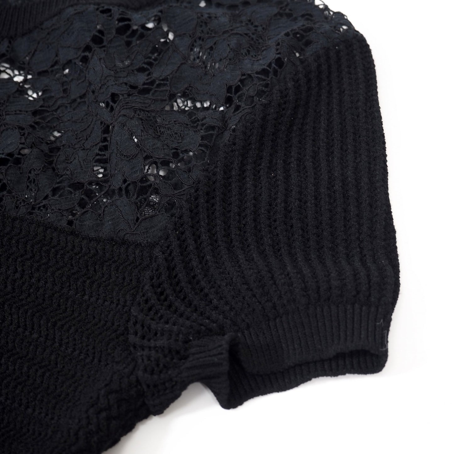 美品 ヴァレンティノ VALENTINO レース切替 ニット ワンピース M ブラック レディース 正規品 5-DJ122